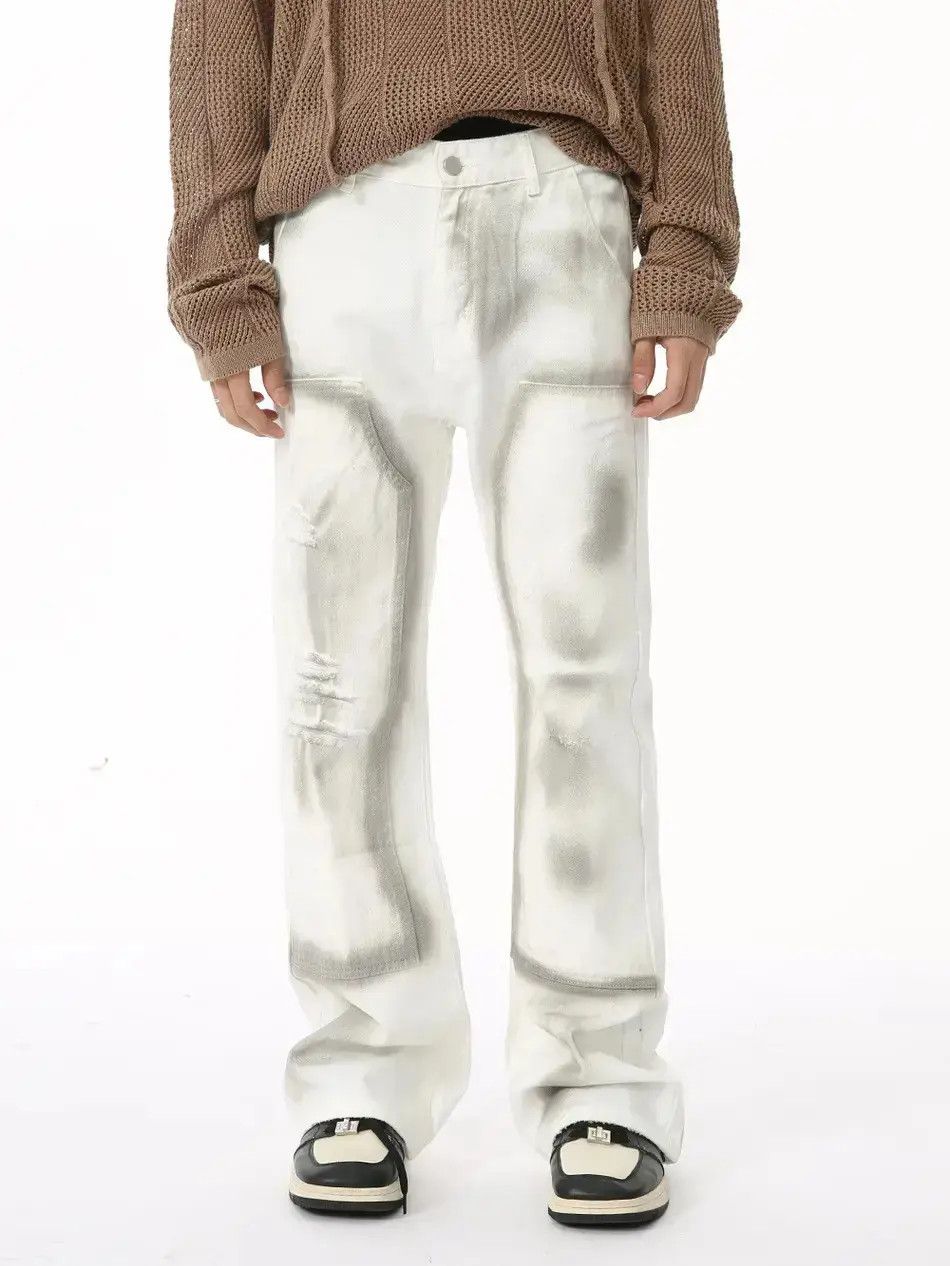 Japanese Brand Retro loose dirty dyed ripped jeans Size US 32 / EU 48 - 1 Thumbnail