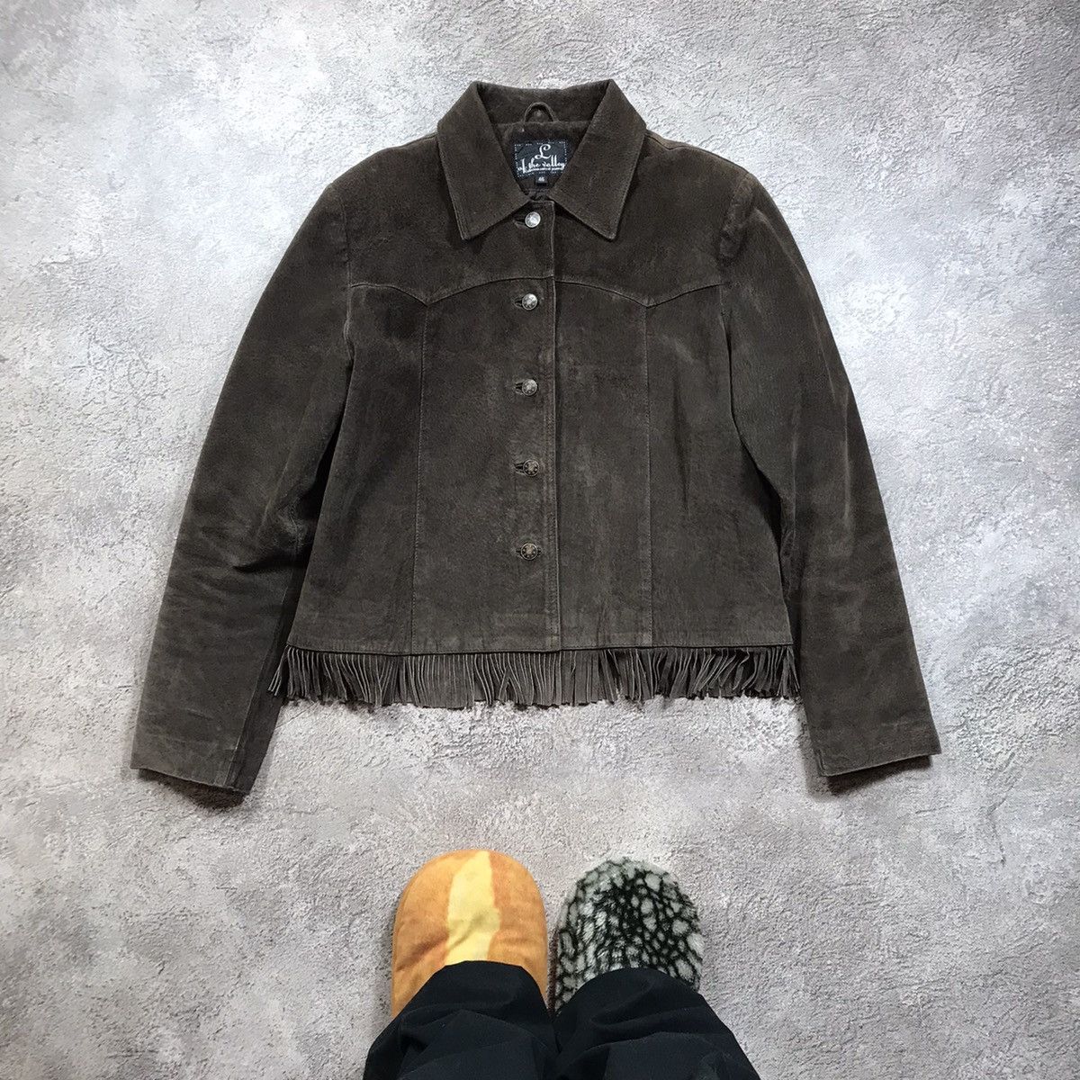 Vintage Vintage Y2K Suede Fringe Jacket Grunge Streetwear Black L Size L / US 10 / IT 46 - 1 Thumbnail