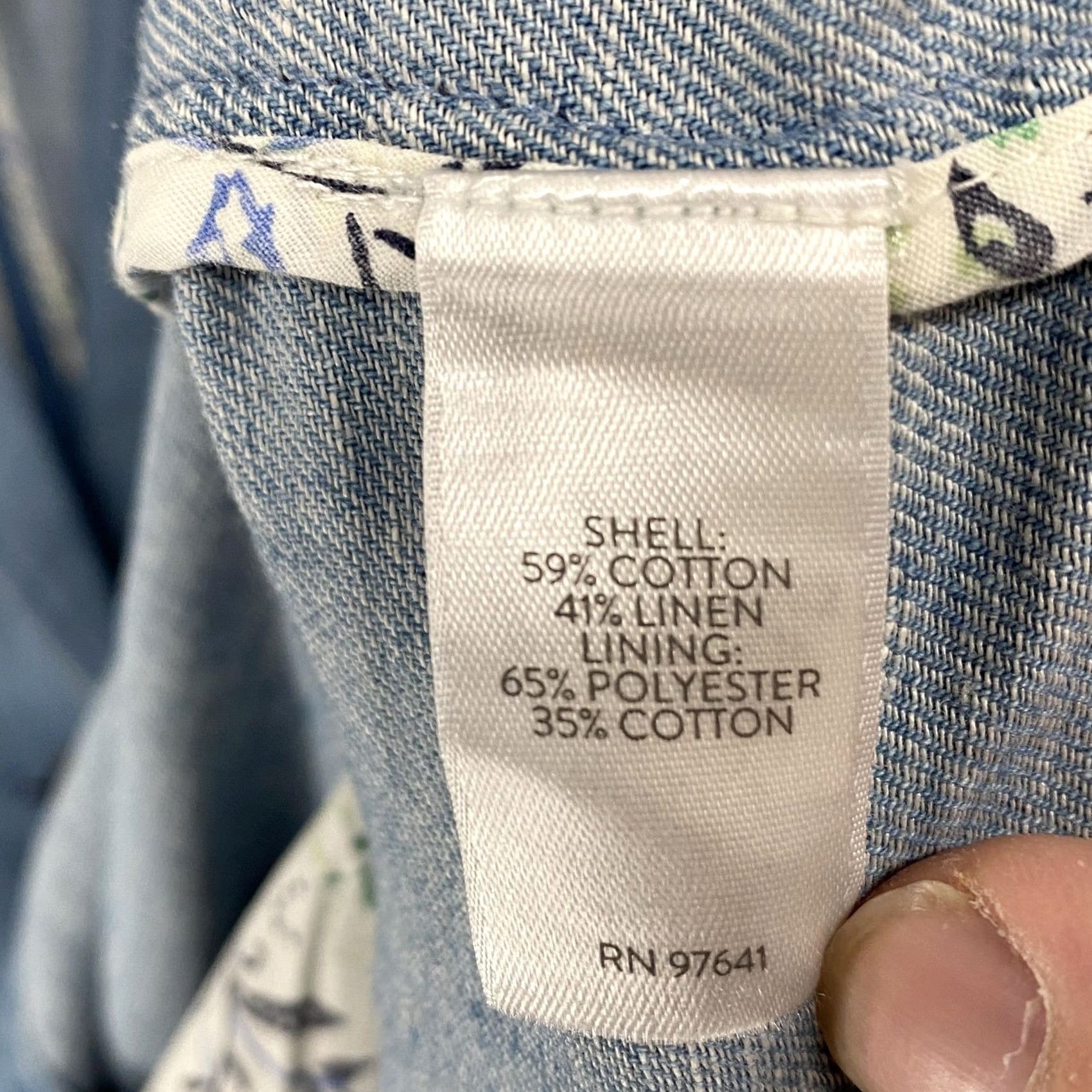 J. Jill J Jill Denim Blazer Womens XL Petite Light Blue Two Button Chambray Linen Jacket Size XL / US 12-14 / IT 48-50 - 7 Thumbnail