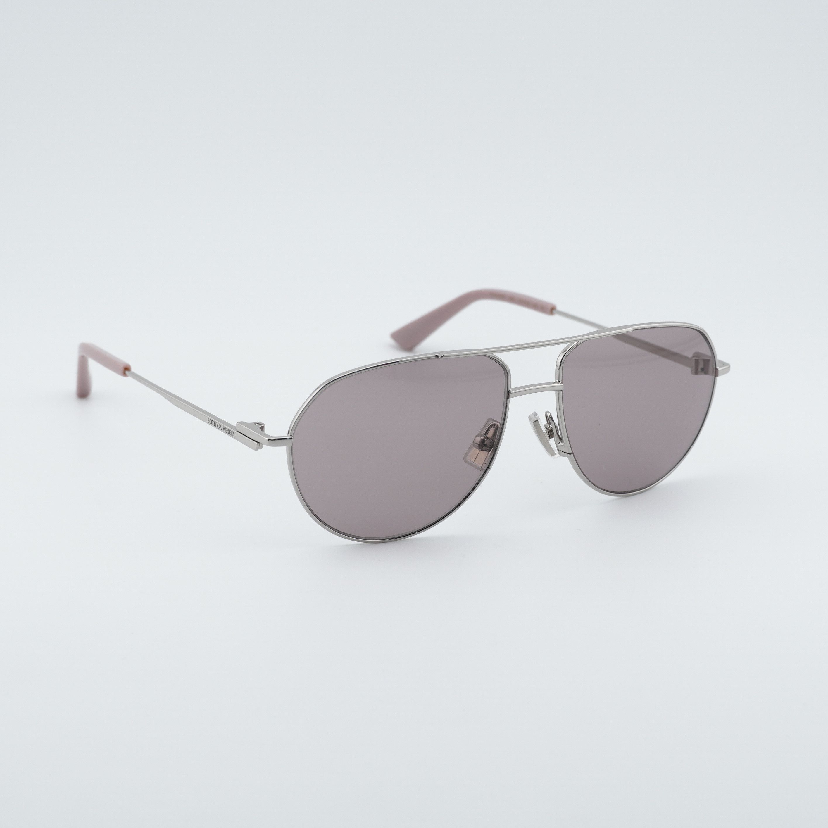 Bottega Veneta Bottega Veneta BV1302S 004 Unisex Sunglasses Silver Aviator Size ONE SIZE - 1 Thumbnail