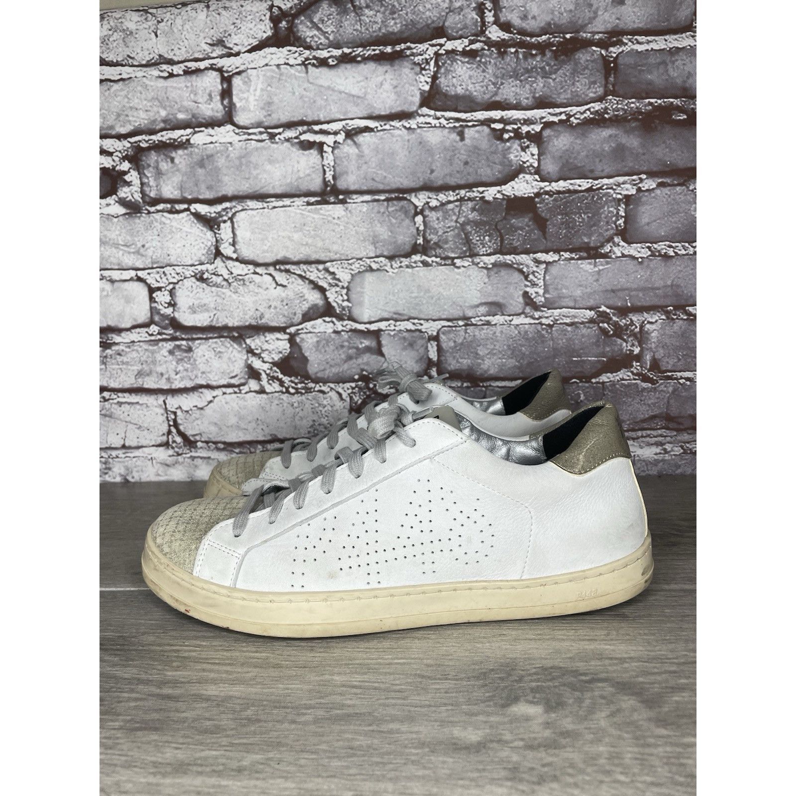 P448 P448 John Kale Bia White Leather Grey Lace Up Casual Sneaker Size US 11 / IT 41 - 18 Thumbnail
