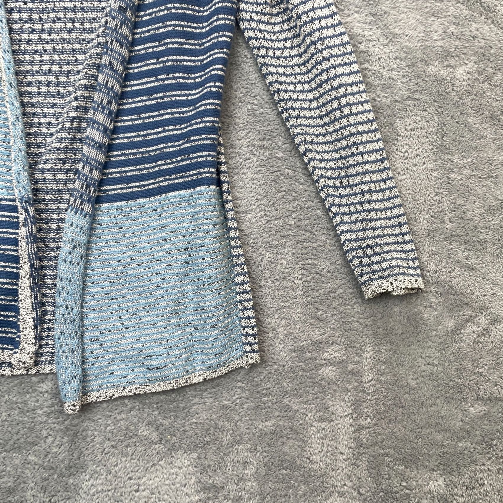 J. Jill J Jill Sweater Cardigan Open Front Striped Knit Long Sleeve Gray Womens L Autumn Winter Fall City Preppy Casual Womens/ Girls? Size L / US 10 / IT 46 - 5 Thumbnail