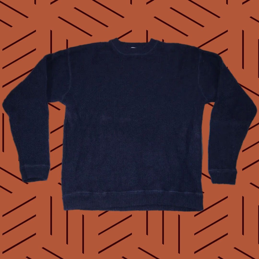 Gap VINTAGE GAP MENS L LARGE NAVY BLUE LAMBSWOOL FISHERMAN KNIT SWEATER 90s PULLOVER Size US L / EU 52-54 / 3 - 1 Thumbnail
