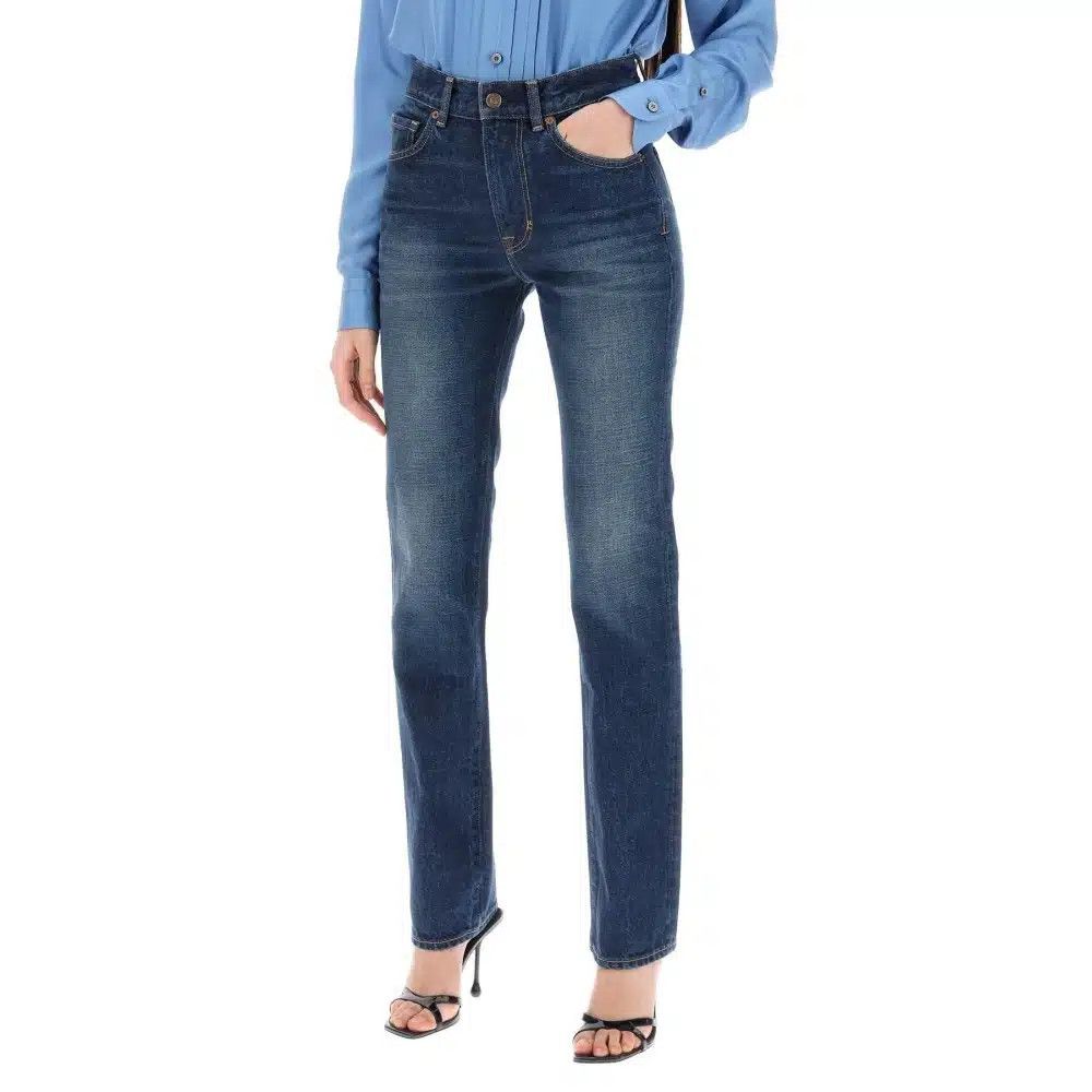 Tom Ford o1loc1c0525 PAD114 Stone Washed Straight Leg Jeans in Blue Size 29" - 2 Thumbnail