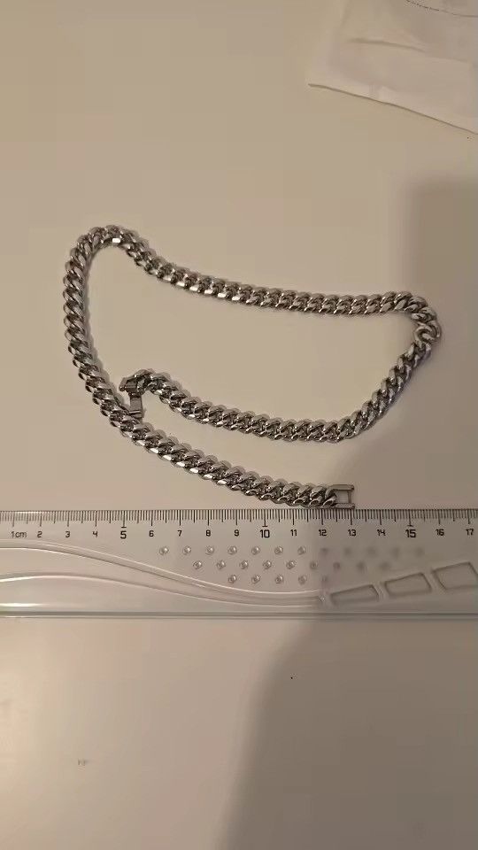 Jewelry 8 mm Width + 60 cm Stainless Steel Cuban Chain Necklace Size ONE SIZE - 4 Thumbnail