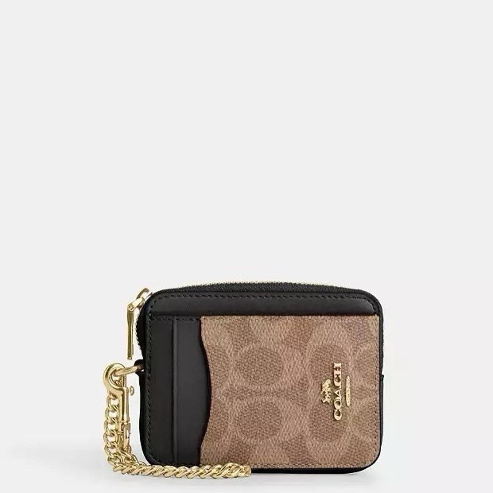 Coach NWT Coach CW883 Zip Card Case Signature Canvas Tan/Black Size ONE SIZE - 5 Thumbnail