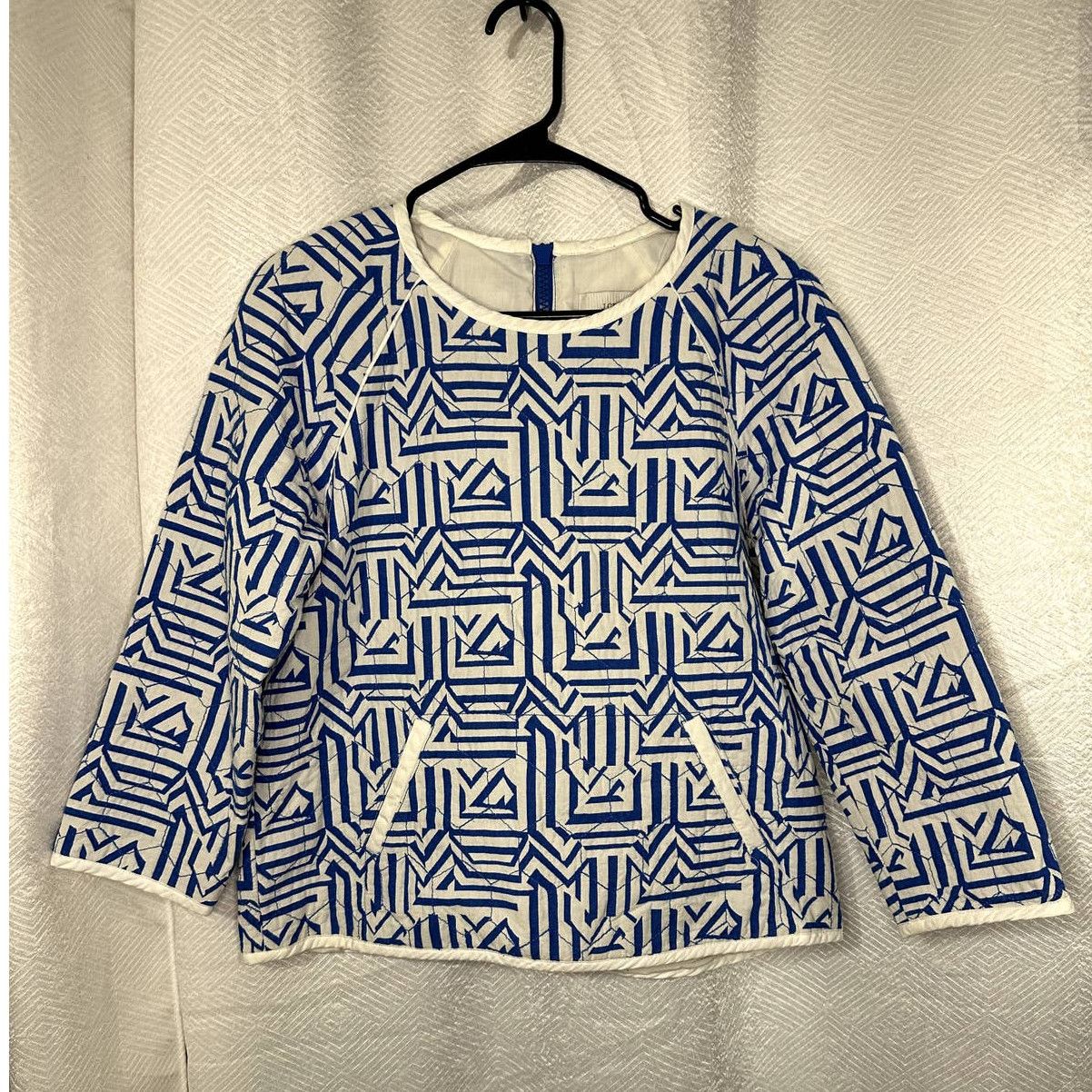 J.Crew J. Crew Quilted Tiki Geometric Swearshirt Blue/White 8 Size M / US 6-8 / IT 42-44 - 3 Thumbnail