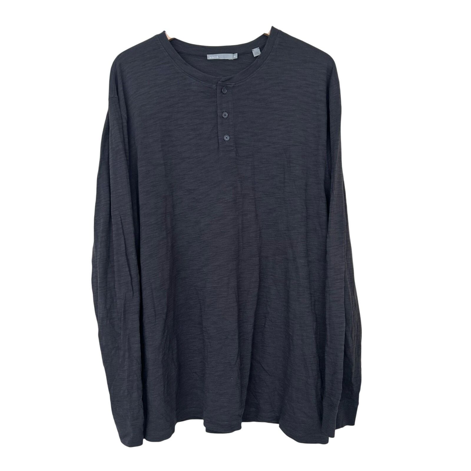 Vince Vince Gray Long Sleeve Henley Shirt Sz XXL Size US XXL / EU 58 / 5 - 1 Thumbnail