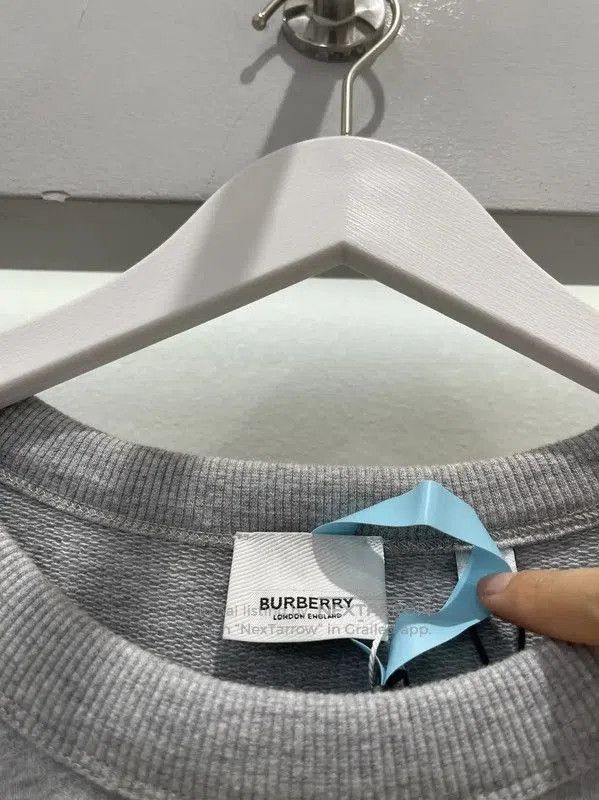 Burberry Burberry Gray Cotton Logo Long Sleeve Sweatshirt. Size US XL / EU 56 / 4 - 4 Thumbnail