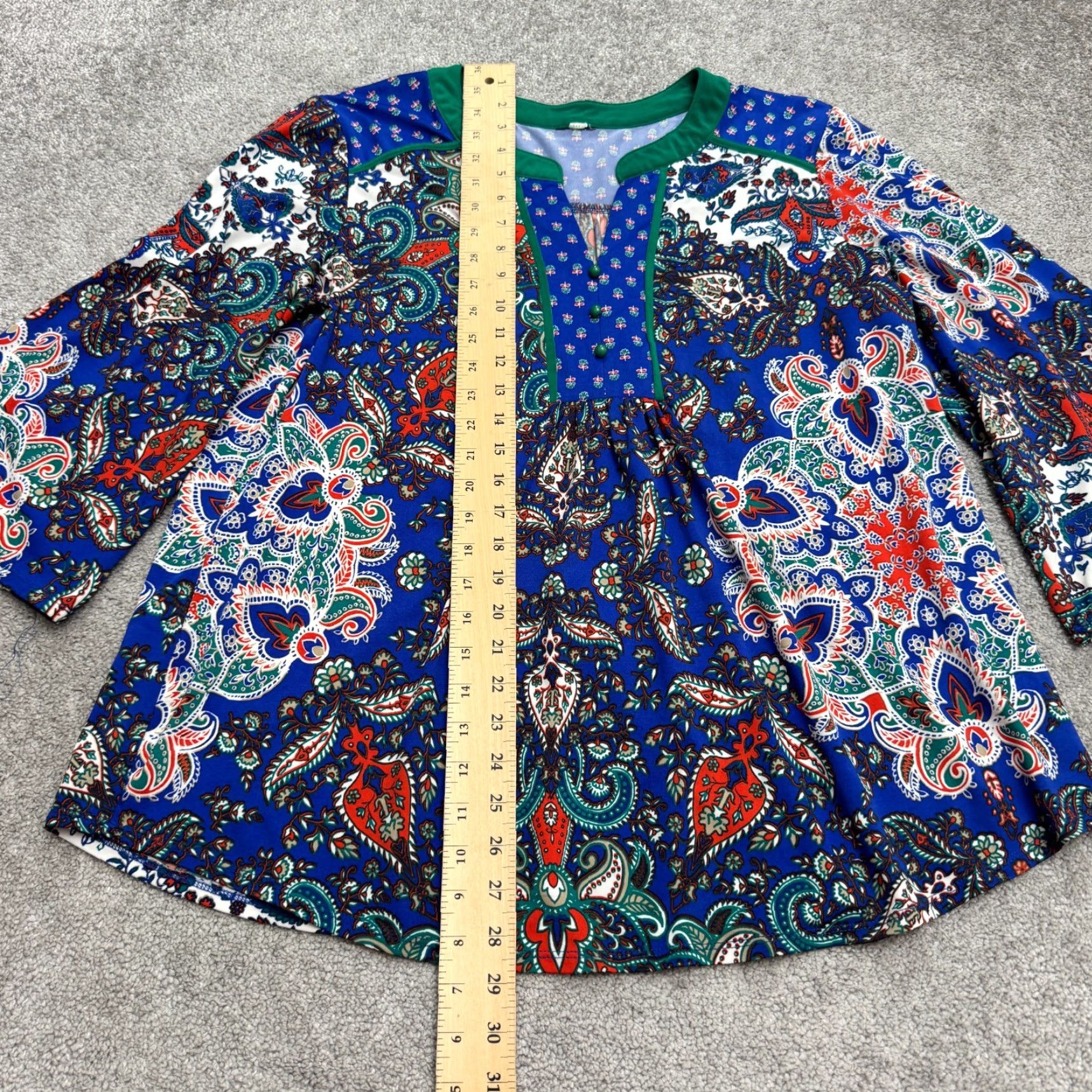 Bell Paisley Peasant Blouse Top Womens XL Blue Multi Bell Sleeve Bohemian Casual Size XL / US 12-14 / IT 48-50 - 4 Thumbnail