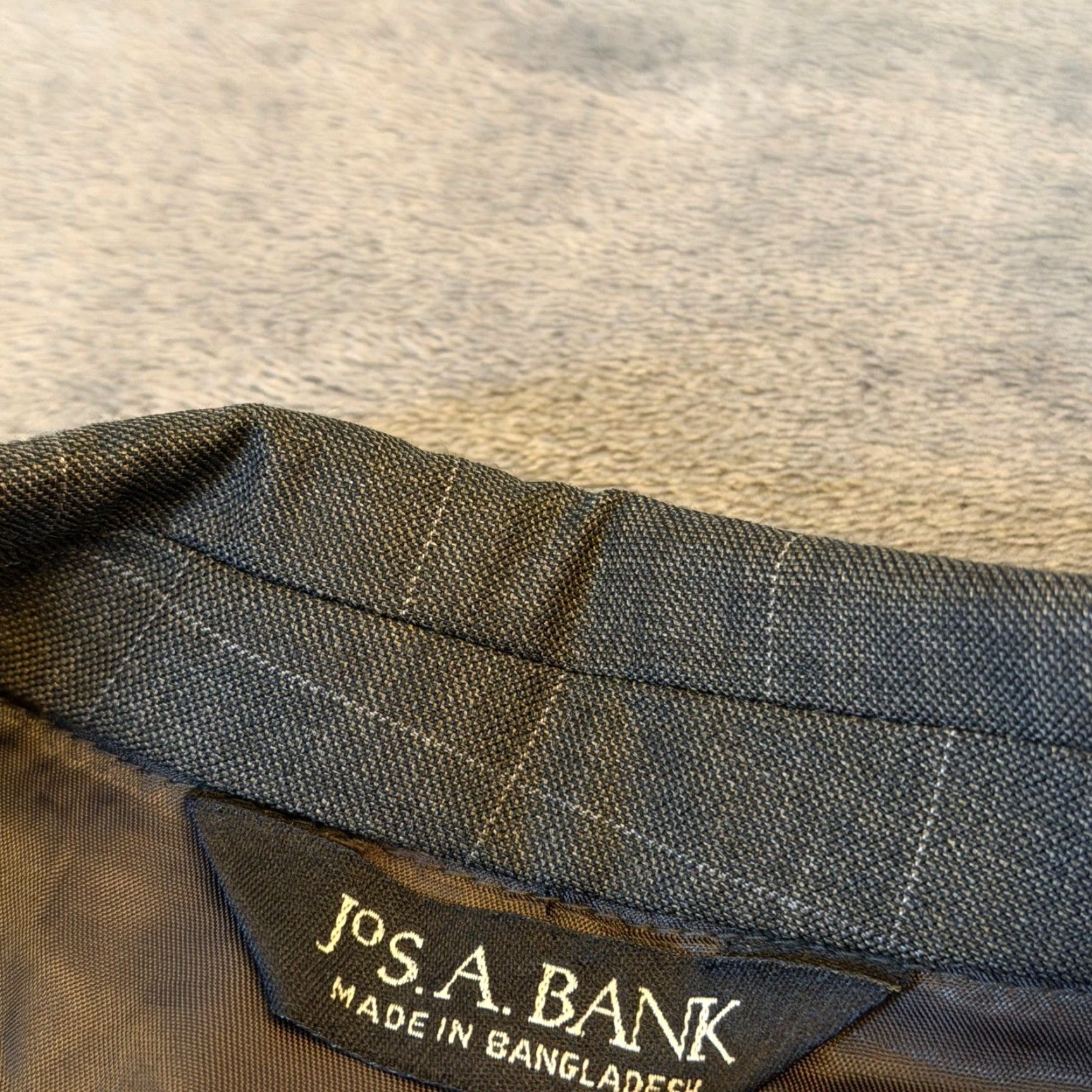 Jos. A. Bank Jos. A. Bank Grey Windowpane Two Button Blazer Sport Coat Wool Mens 46L Size 46R - 2 Thumbnail