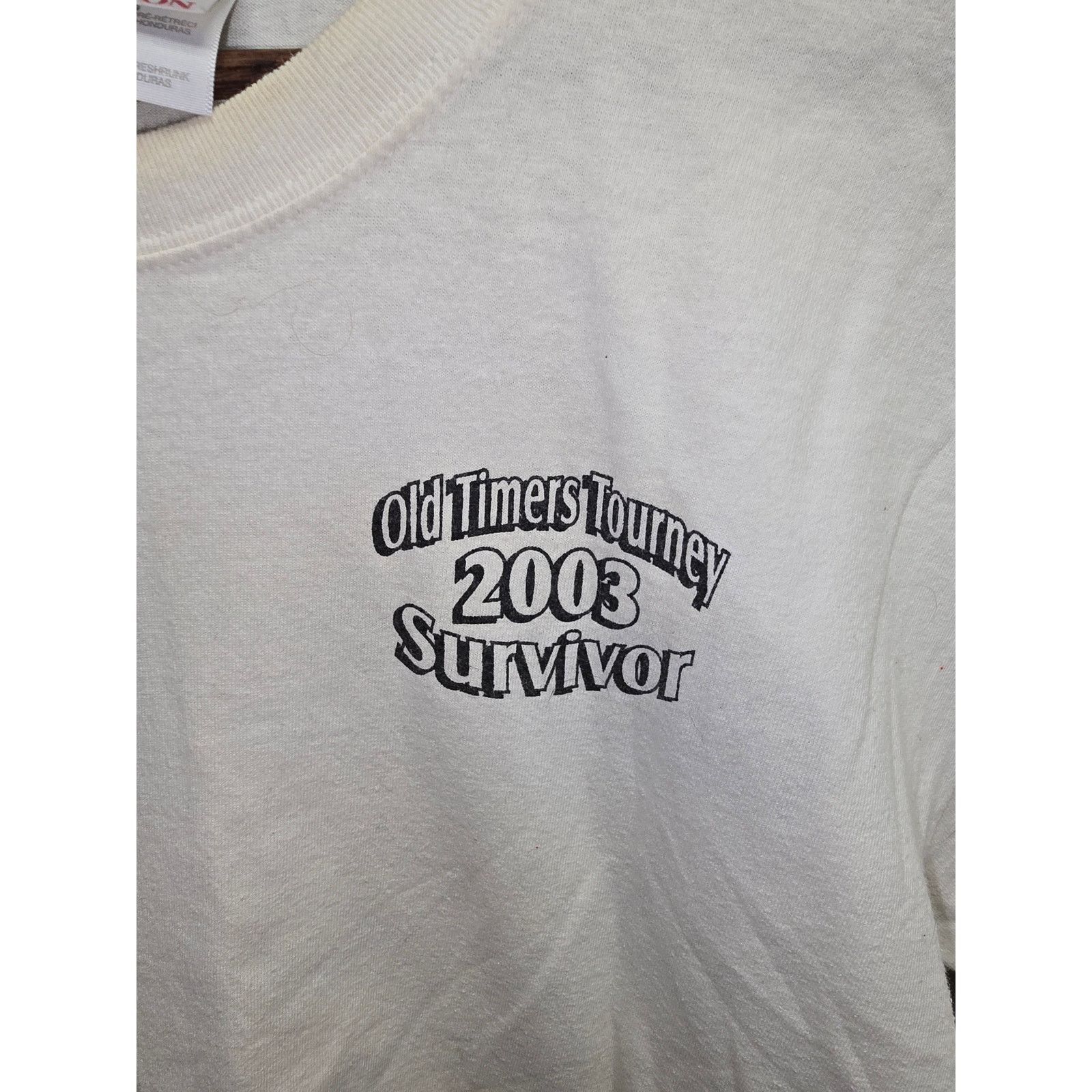 Vintage Vintage Wrestling Shirt Old Timers Tourney White Tee Large Size US L / EU 52-54 / 3 - 5 Thumbnail