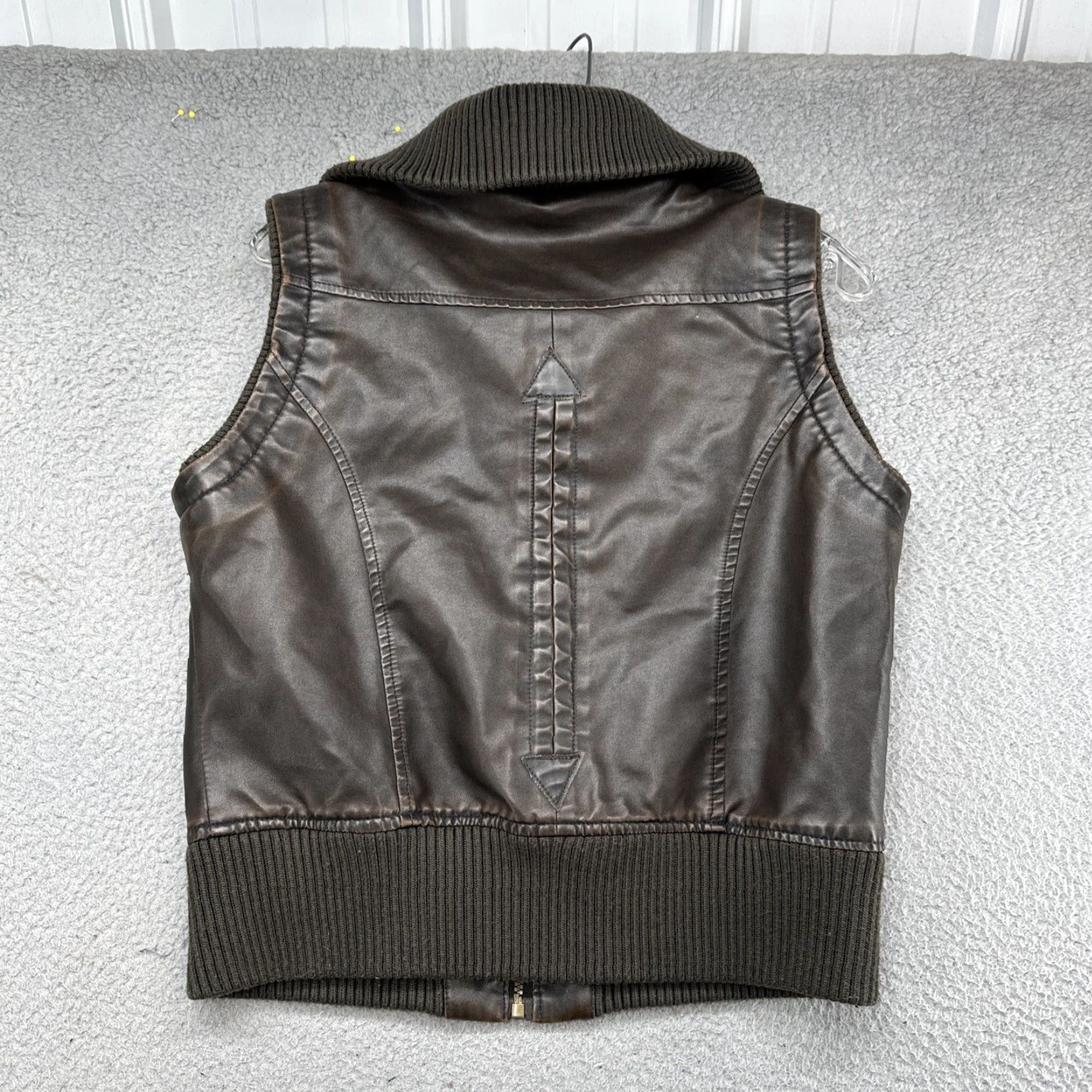 Vintage Vanity Women’s Faux Leather Polyurethane Brown Full Zip Vest L Size L / US 10 / IT 46 - 7 Thumbnail