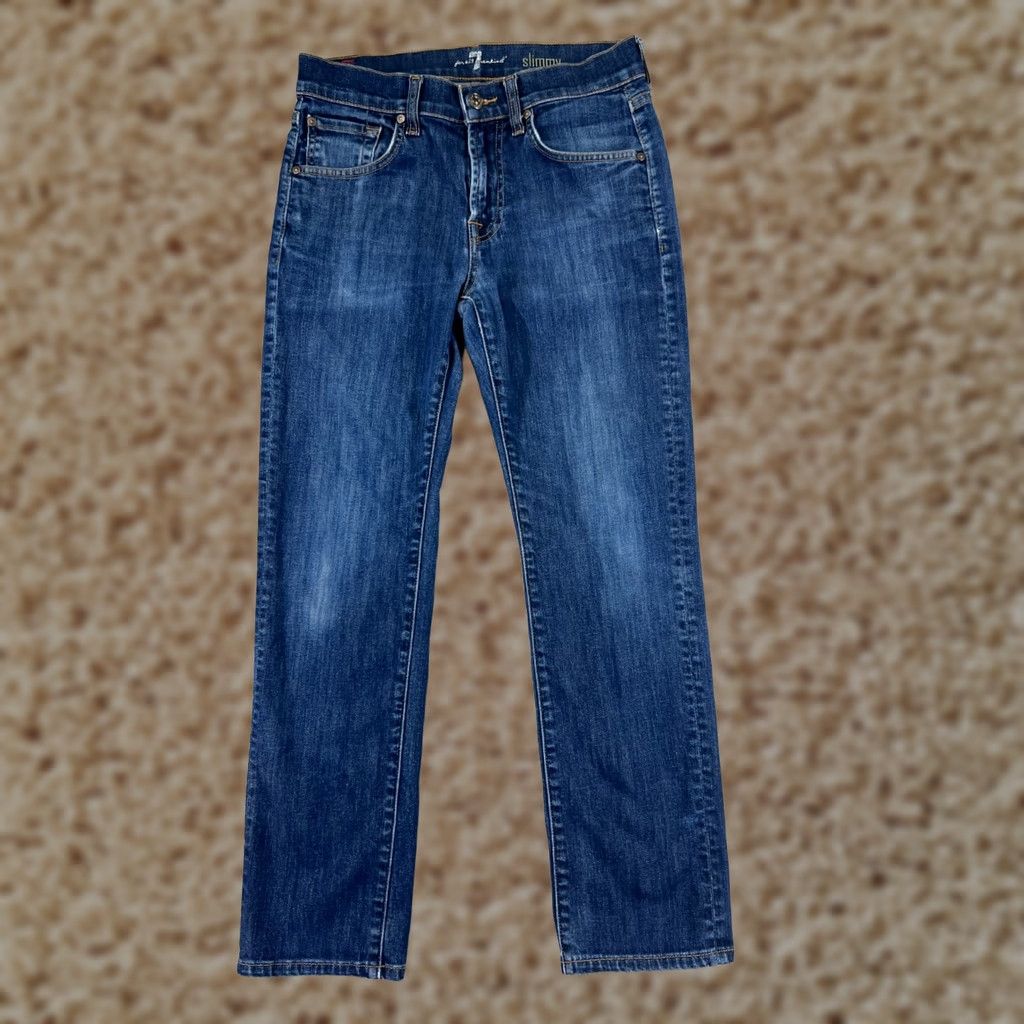 7 For All Mankind 7 For All Mankind Jeans Regular 28x27 Blues Denim Straight Distressed Stretch 28 Mens Pants Vintage No Size US 28 / EU 44 - 1 Thumbnail