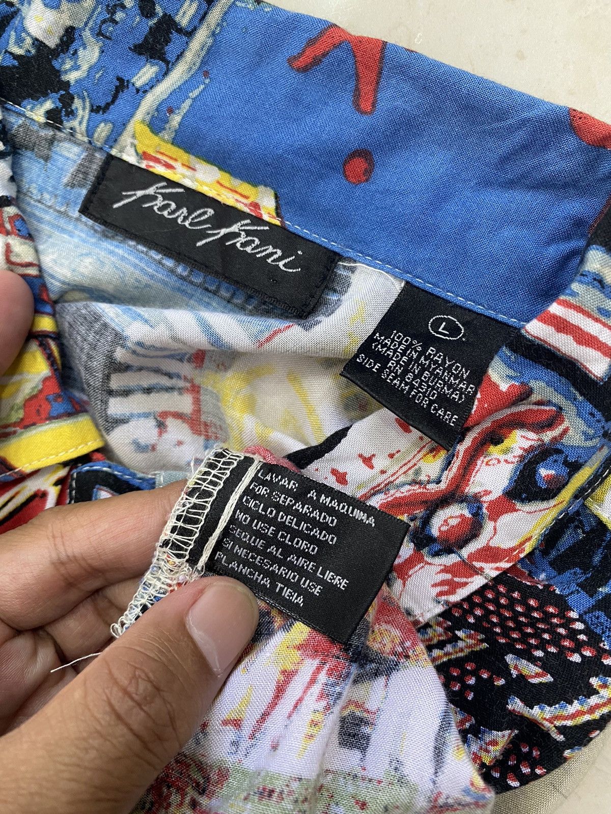 Karl Kani 💥VINTAGE KARL KANI Rayon button down fullprint rare shirt Size L / US 10 / IT 46 - 5 Thumbnail