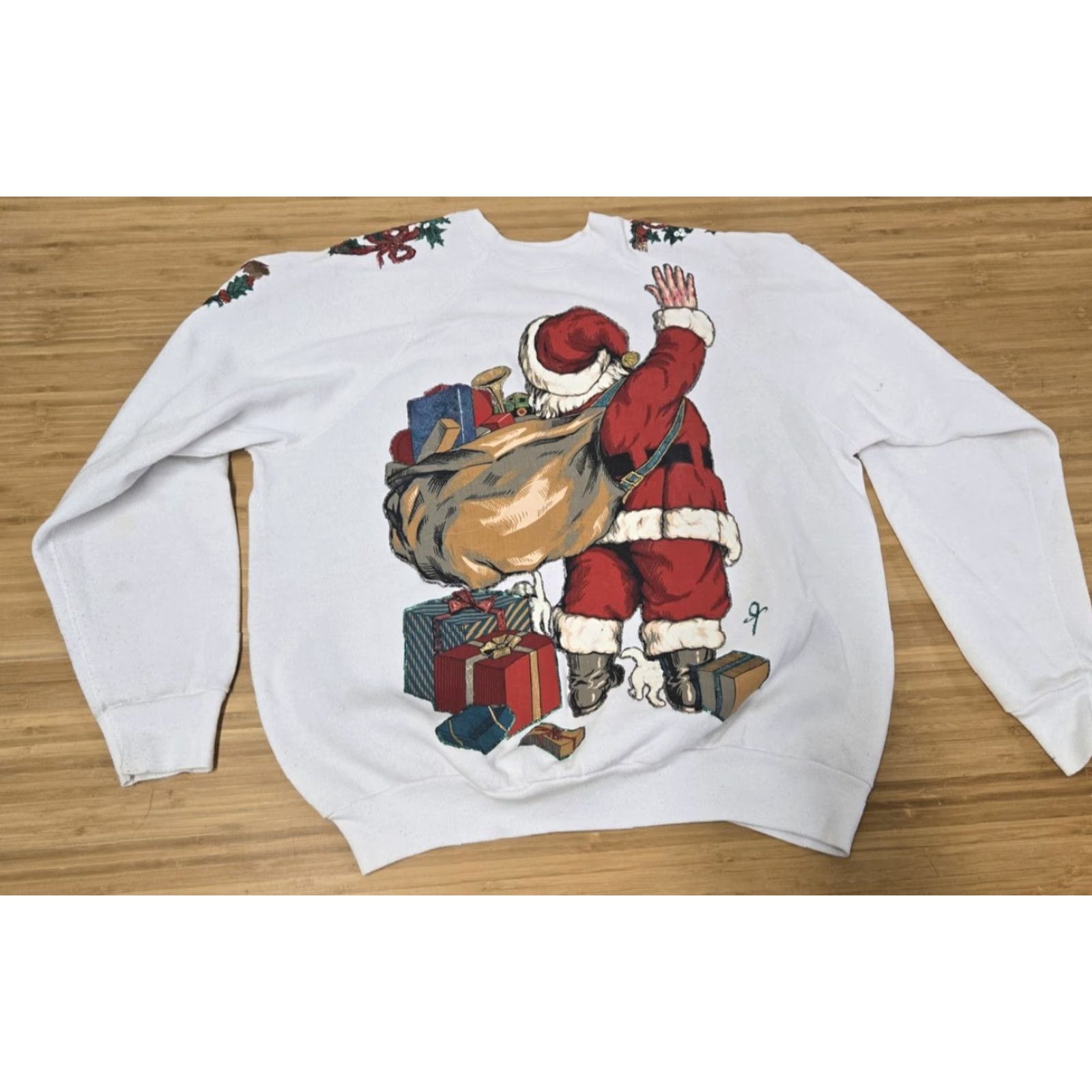 Tultex VINTAGE Tultex Sweatshirt Mens XL White Santa Claus Graphic 90s Christmas Pullover Holiday Happy Size US XL / EU 56 / 4 - 5 Thumbnail