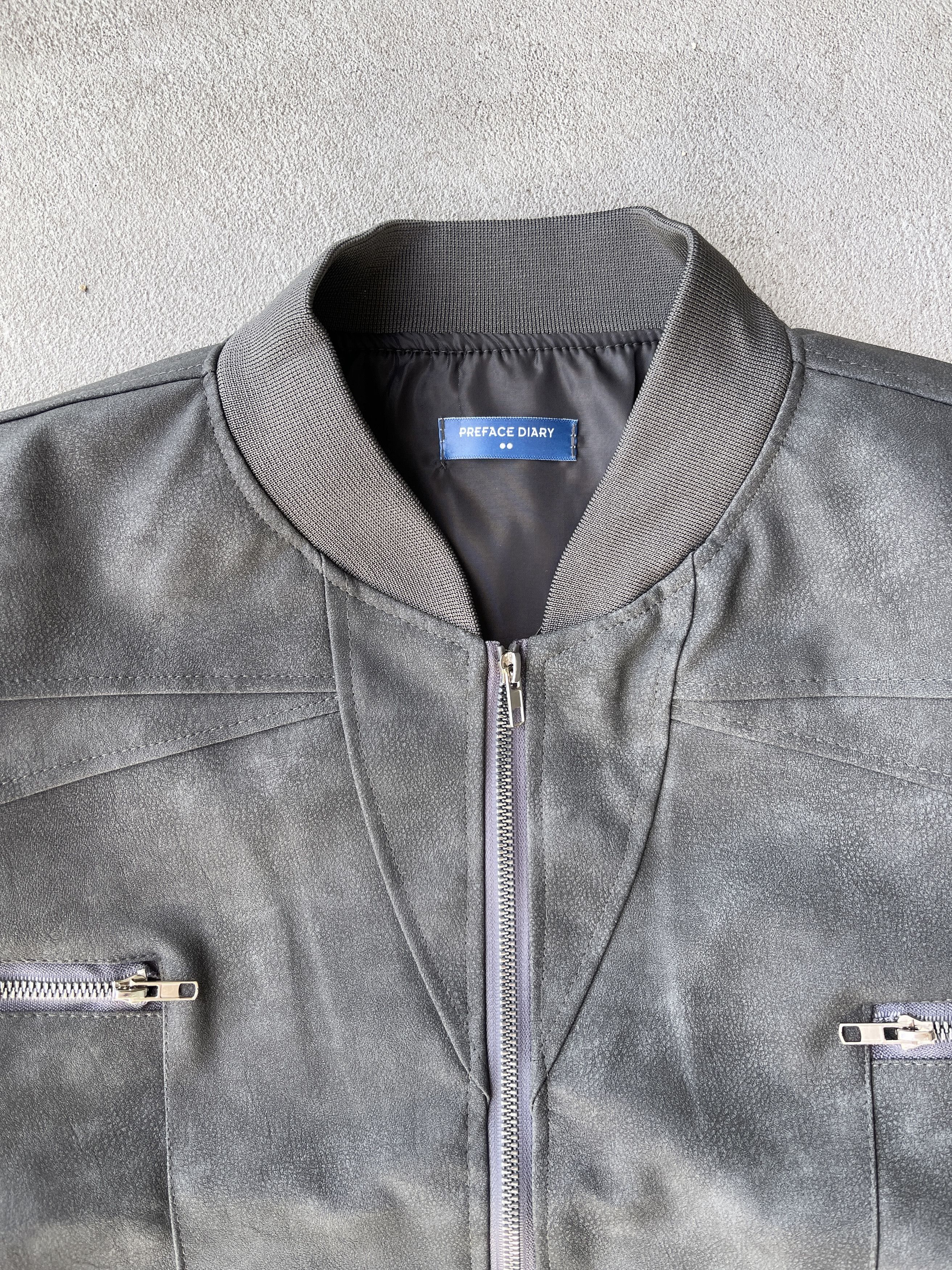 Japanese Brand × Vintage STEAL! 2000s Suede Grey Bomber Jacket (L) Size US L / EU 52-54 / 3 - 4 Thumbnail