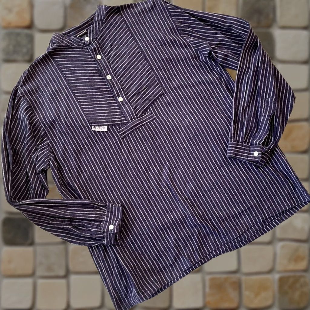 Vintage VINTAGE NEWLYN FISHERMAN'S SMOCKS Shirt XXL Navy Stripe Mens Size US XXL / EU 58 / 5 - 1 Thumbnail