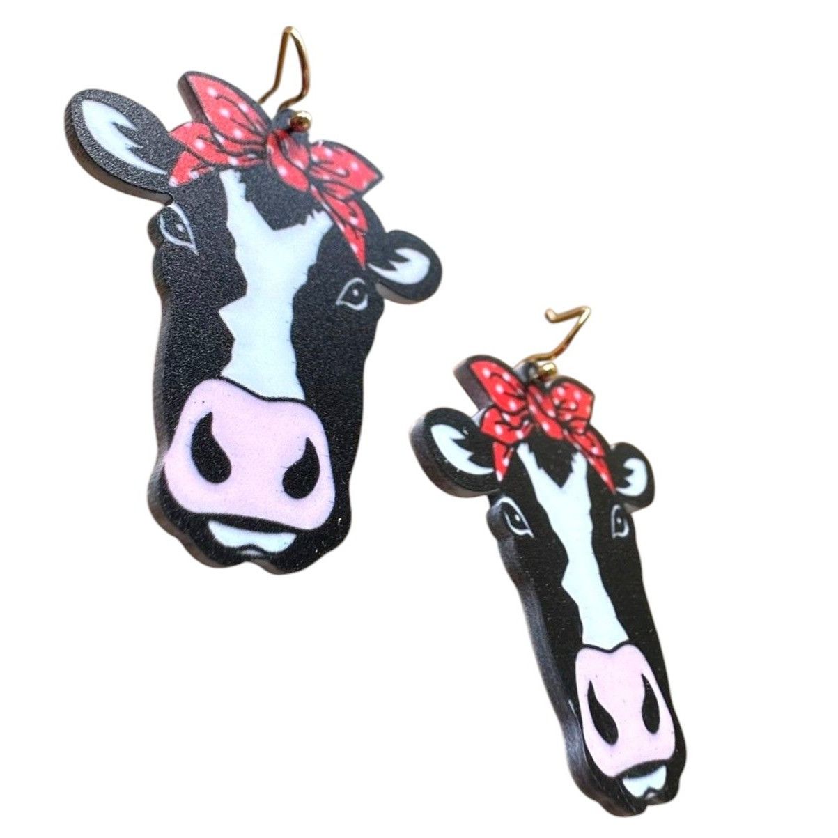 Handmade Christmas Cow Earrings Dangle Hooks New Heifer Calf Bovine F Size ONE SIZE - 7 Thumbnail
