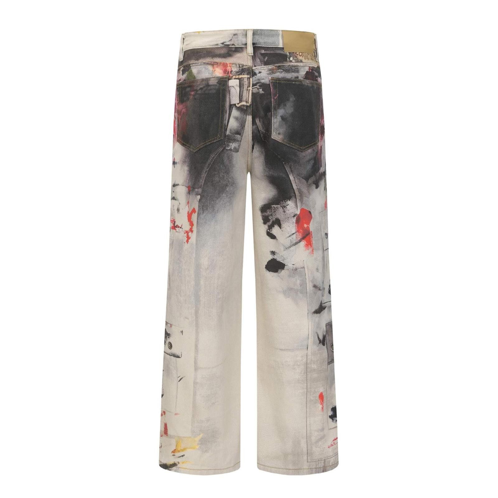 Japanese Brand Art Gallery Paint Splattered Straight Curved Denim Jeans Size 30" / US 8 / IT 44 - 2 Thumbnail
