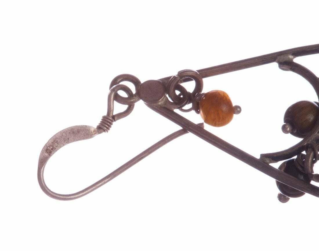 Designer Sterling Silver Tiger Eye Chandelier Dangle Earrings Size ONE SIZE - 4 Thumbnail
