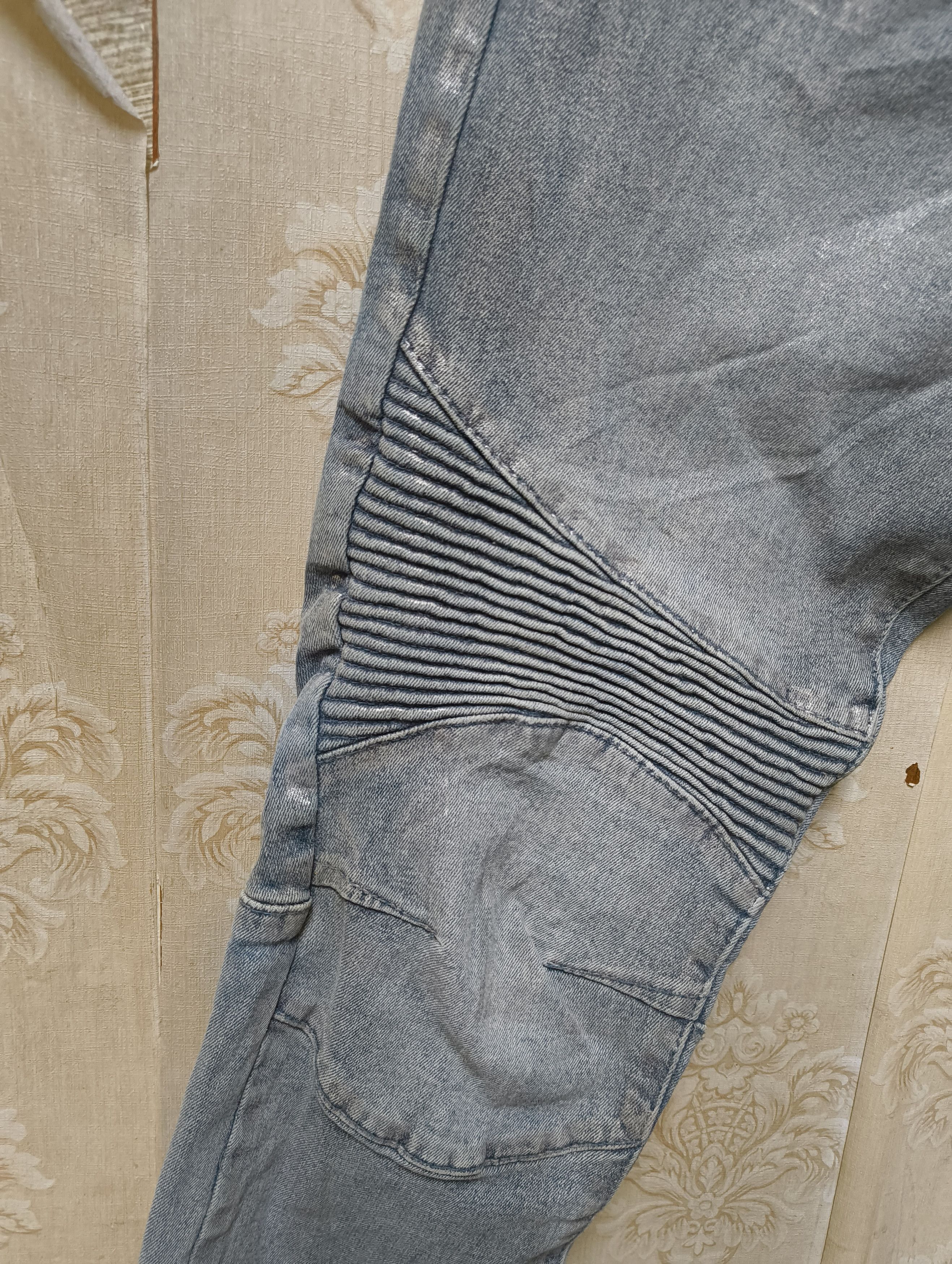 Smoke Rise SMOKE RISE JEANS BIKER STYLE SILVER EFFECT Size US 33 - 5 Thumbnail