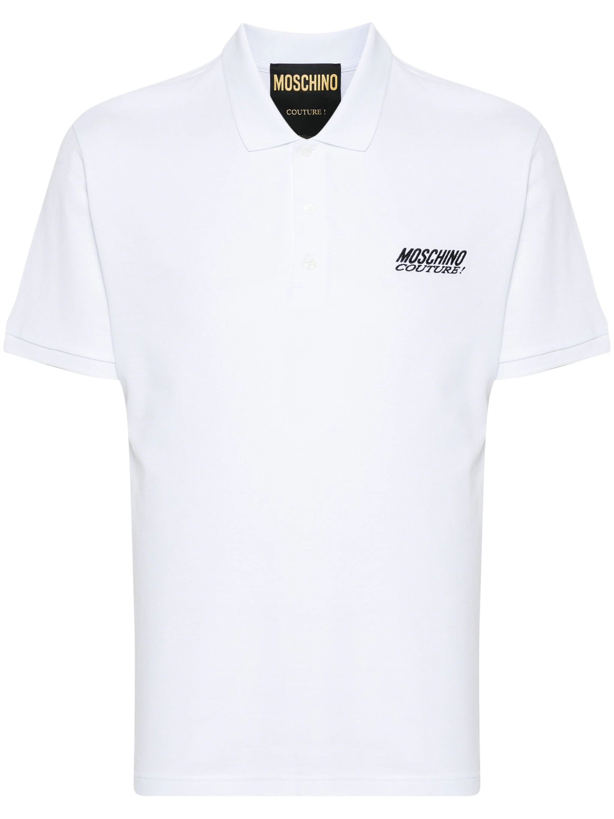 Moschino o1s22i1n0924 Embroidered Logo Polo Shirt in White Size US M / EU 48-50 / 2 - 1 Thumbnail
