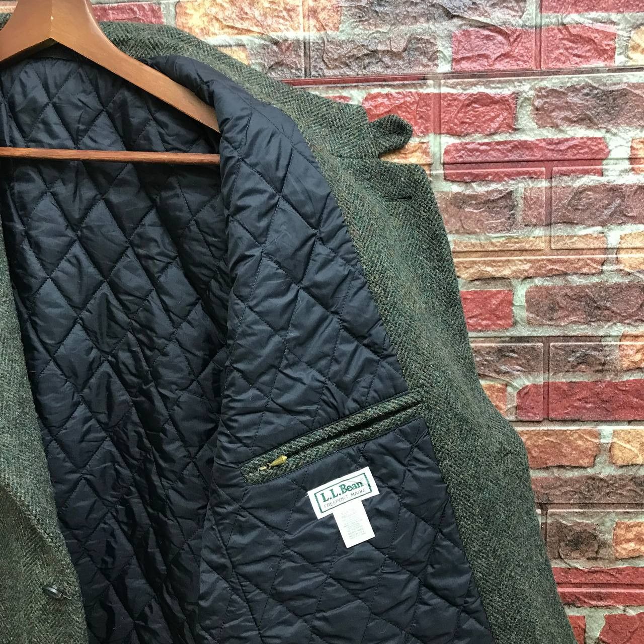 L.L. Bean Vintage 90s L.L. Bean Wool Herringbone Chore Quilted Field Size US XL / EU 56 / 4 - 7 Thumbnail