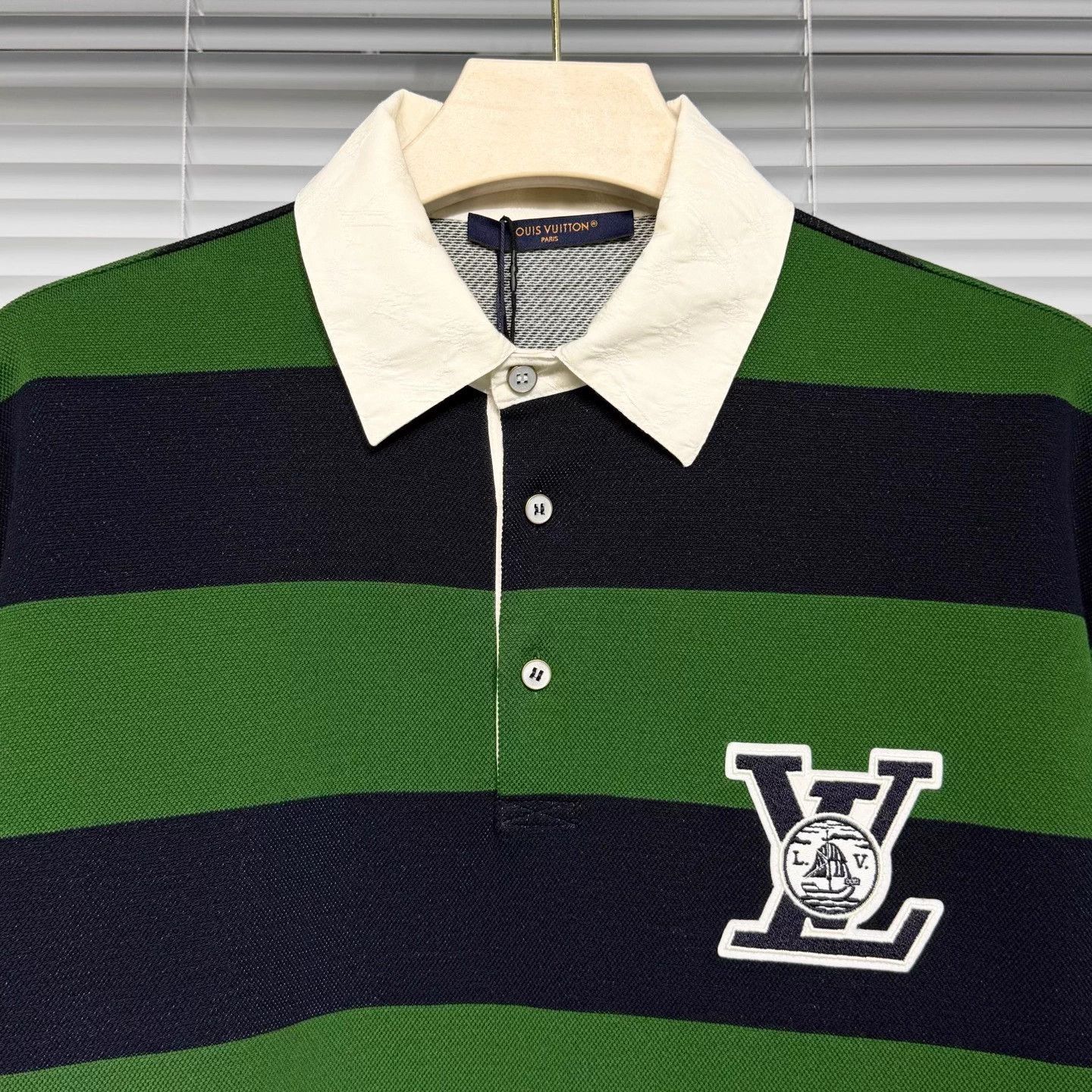 Louis Vuitton LV 26 New Striped Embroidered Pique Blue-Green L Polo Shirt Size L / US 10 / IT 46 - 3 Thumbnail