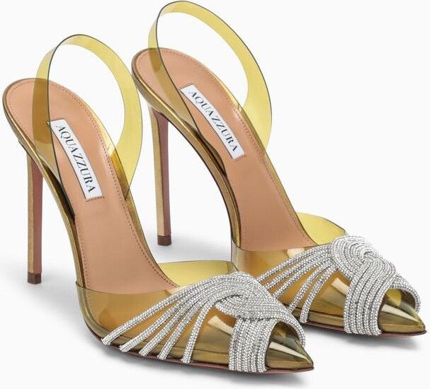Aquazzura o1srvl11e1024 Heel in Golden Size US 10 / IT 40 - 3 Thumbnail