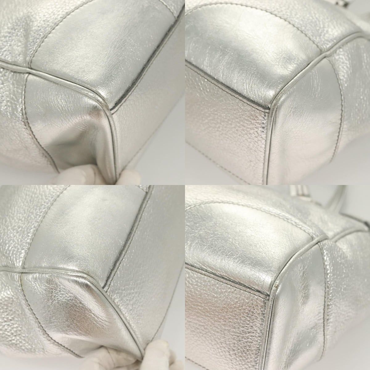 Celine CELINE Tote Bag Leather Silver Size ONE SIZE - 10 Thumbnail