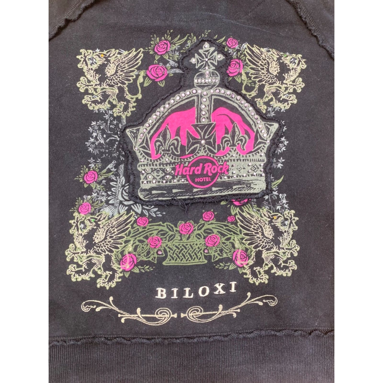 Vintage VINTAGE Hotel Rock Biloxi Jacket Womens M Black Hooded Zip Stitch Embroidered #7997 Size M / US 6-8 / IT 42-44 - 3 Thumbnail