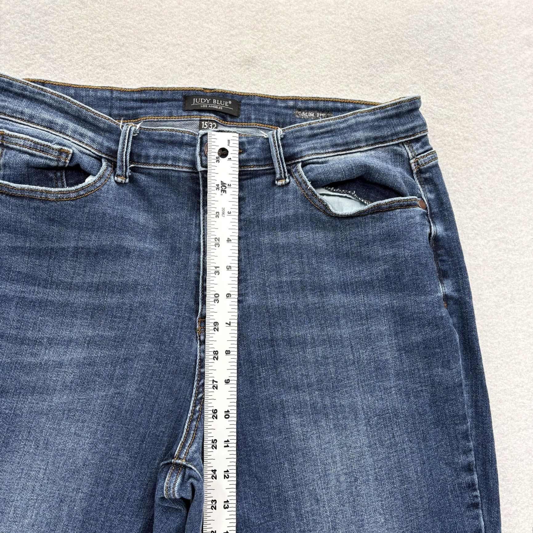 Vintage Judy Blue Slim Fit Skinny Crop Jeans Womens 32 Blue High Rise Stretch Preppy Size 24" / US 00 / IT 34 - 7 Thumbnail