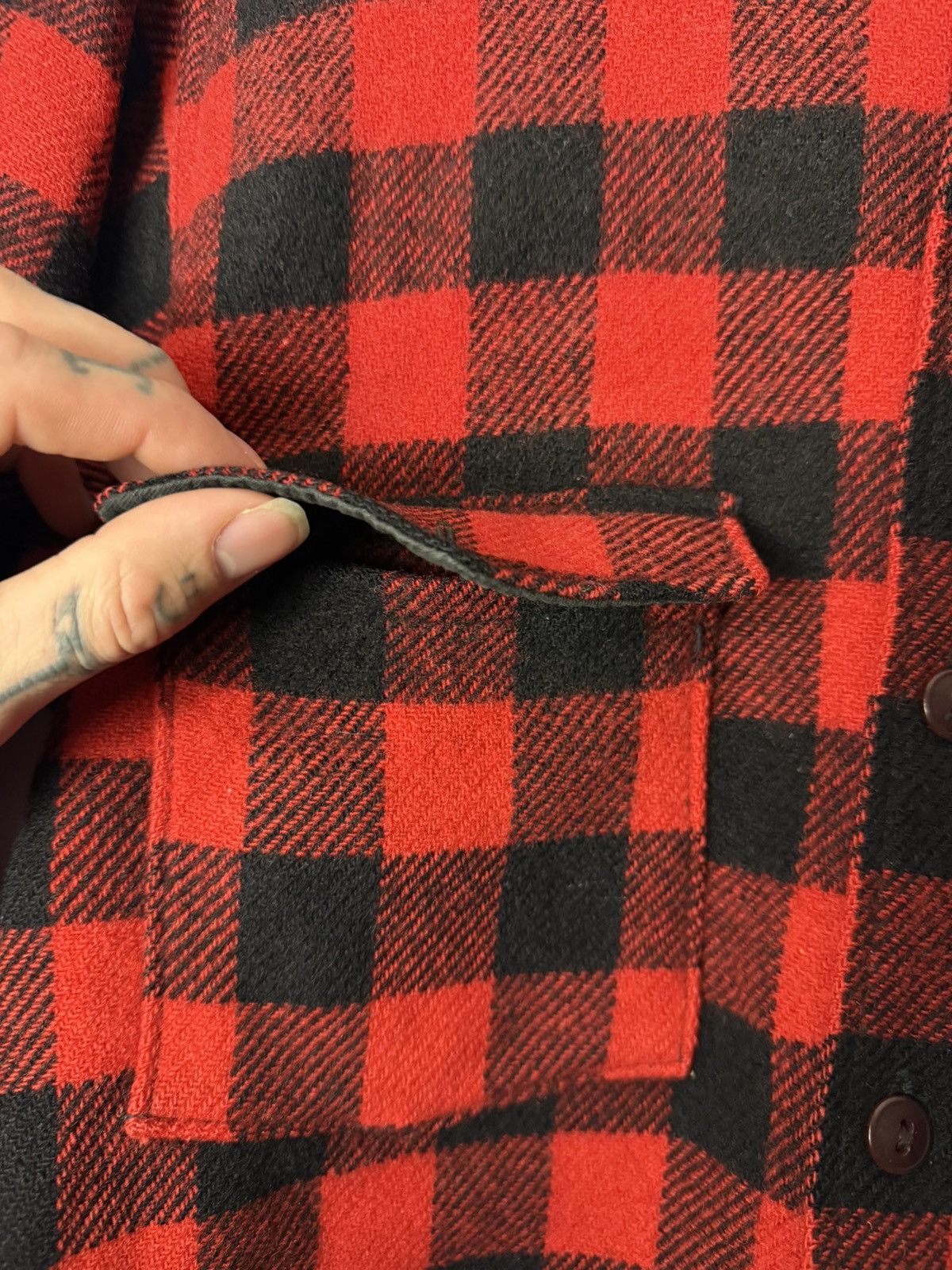 Woolrich Woolen Mills Vintage 1950s Woolrich Flannel Red/Black With Hat Size US L / EU 52-54 / 3 - 7 Thumbnail