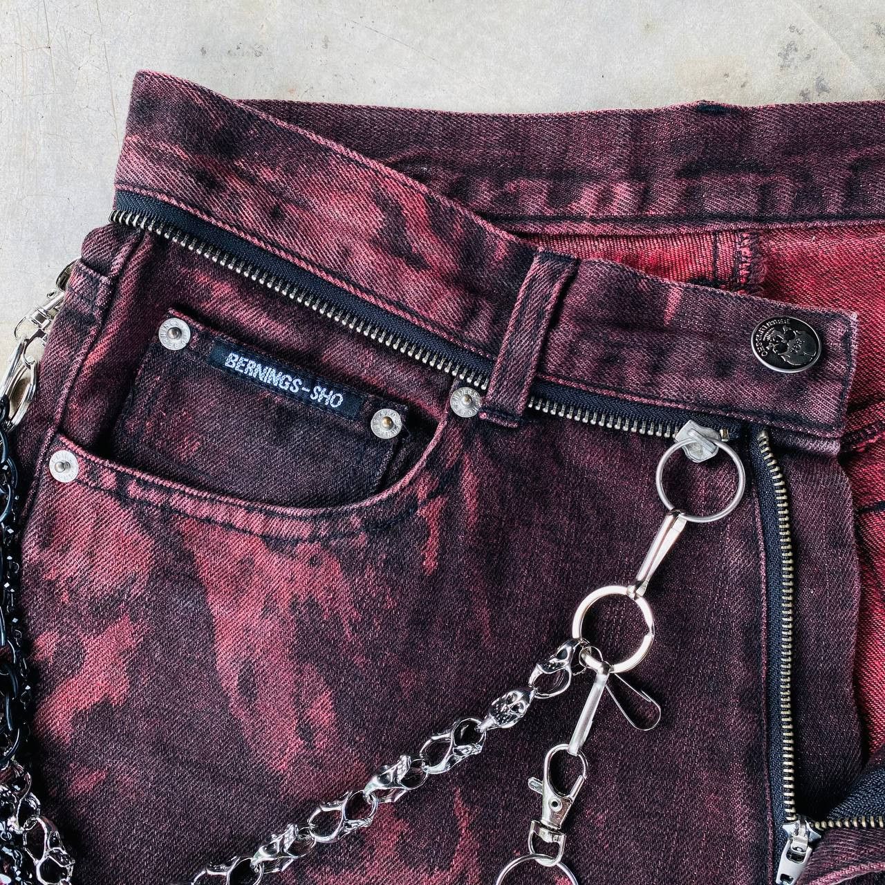 14th Addiction PUNK BERNING-SHO FLARED DYE BLEACHED SKULL TORNADO MART Size US 28 / EU 44 - 10 Thumbnail