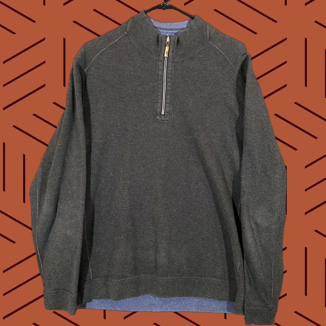 Tommy Bahama TOMMY BAHAMA Pullover Mens Large Gray Quarter 1/4 Zip Sweater Golf Casual Preppy Size US L / EU 52-54 / 3 - 1 Thumbnail