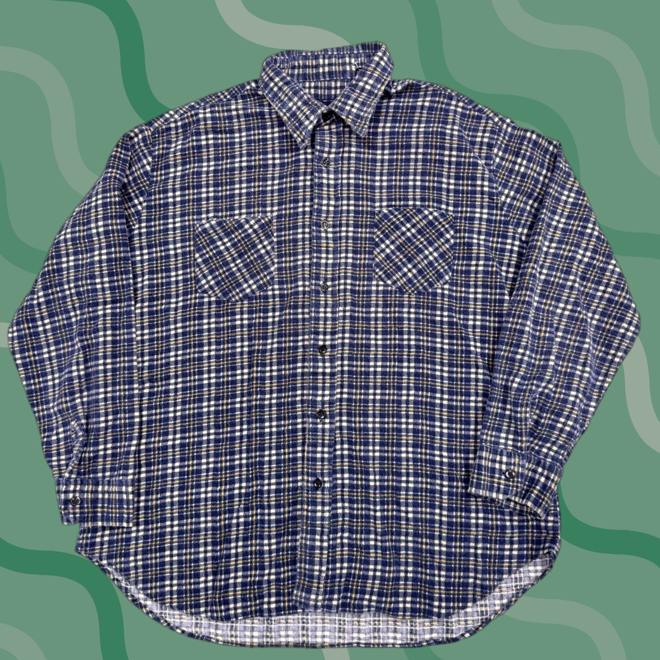JCPenney VINTAGE The Men's Shop Shirt Mens XL Blue Plaid Flannel Long Sleeve Button Up JCPenney Size US XL / EU 56 / 4 - 1 Thumbnail