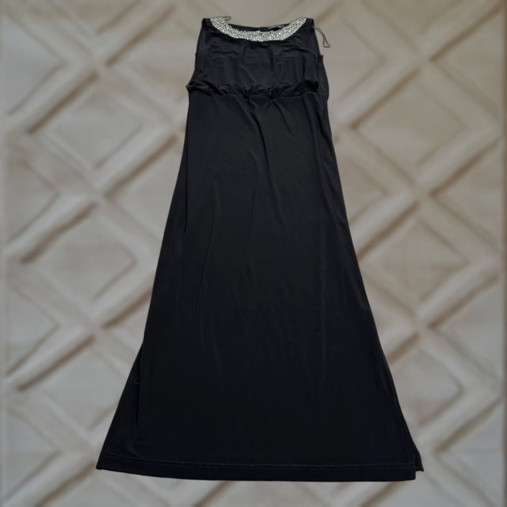 Vintage VINTAGE R&M Richards Maxi Dress Formal Sleeveless Black 8 Women Chiffon Rhinestone Embellished Size M / US 6-8 / IT 42-44 - 1 Thumbnail