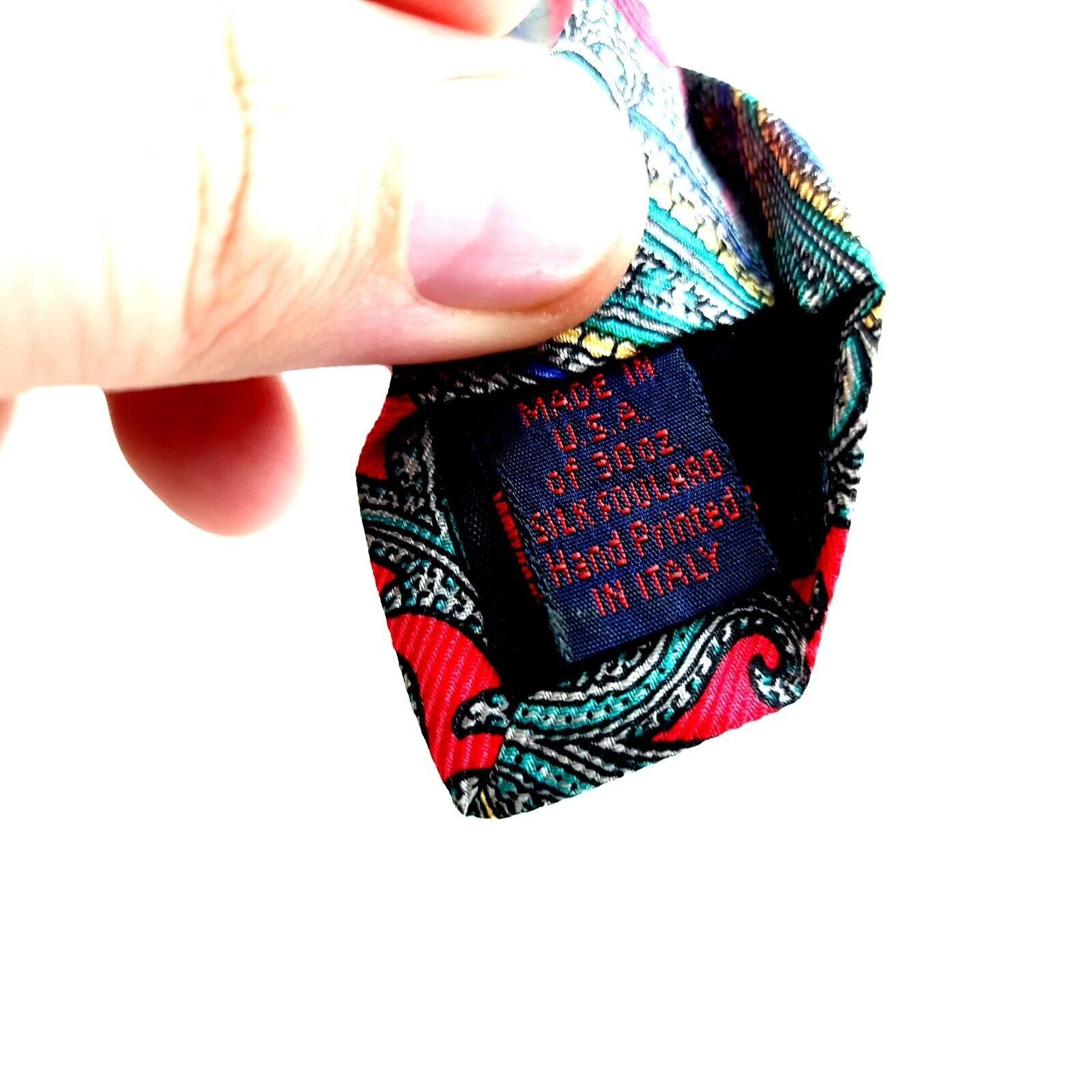 Designer Mallards Red Teal Baroque Floral Jacquard Print Silk Tie Size ONE SIZE - 4 Thumbnail