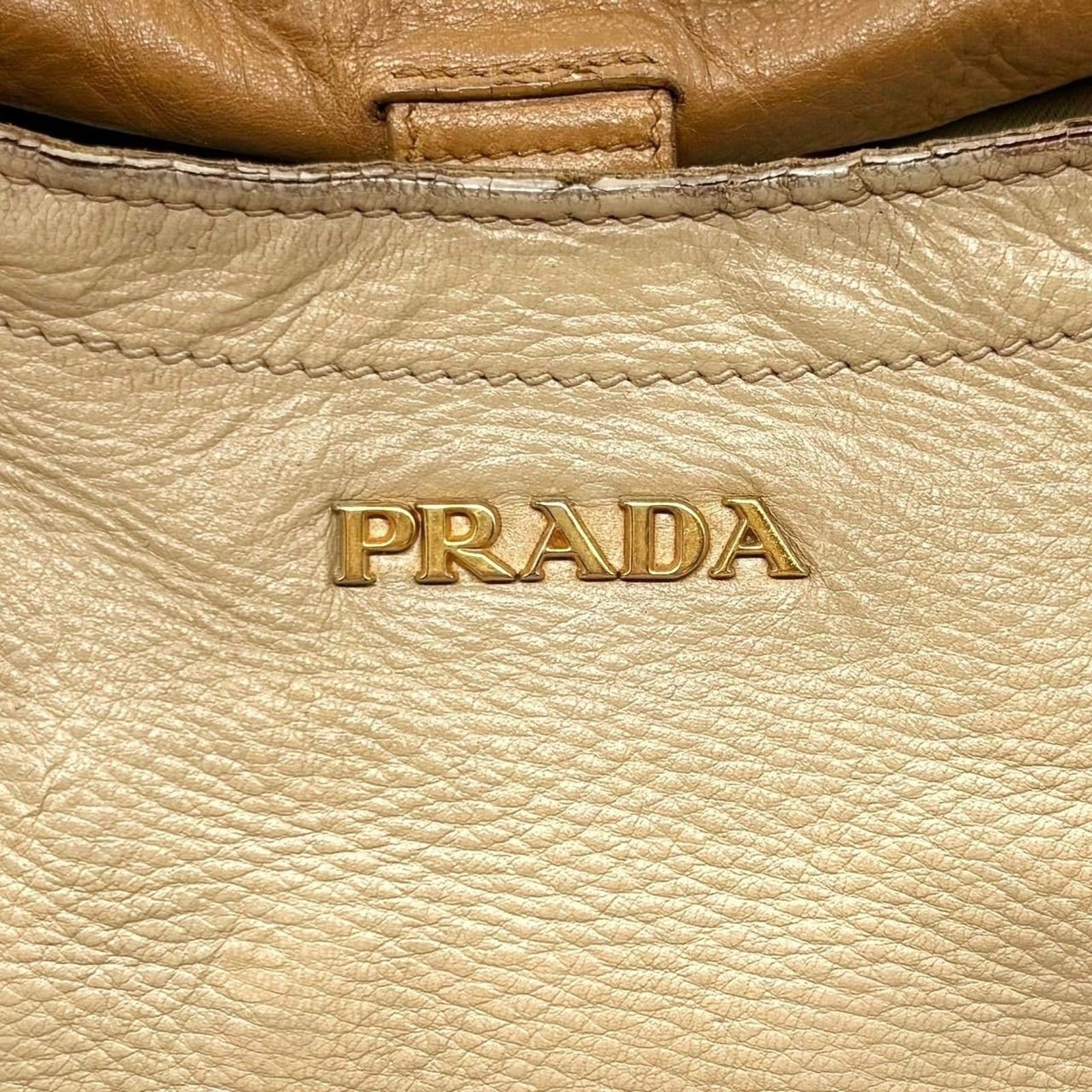 Prada Prada - Beige Leather Shoulder Bag Size ONE SIZE - 4 Thumbnail