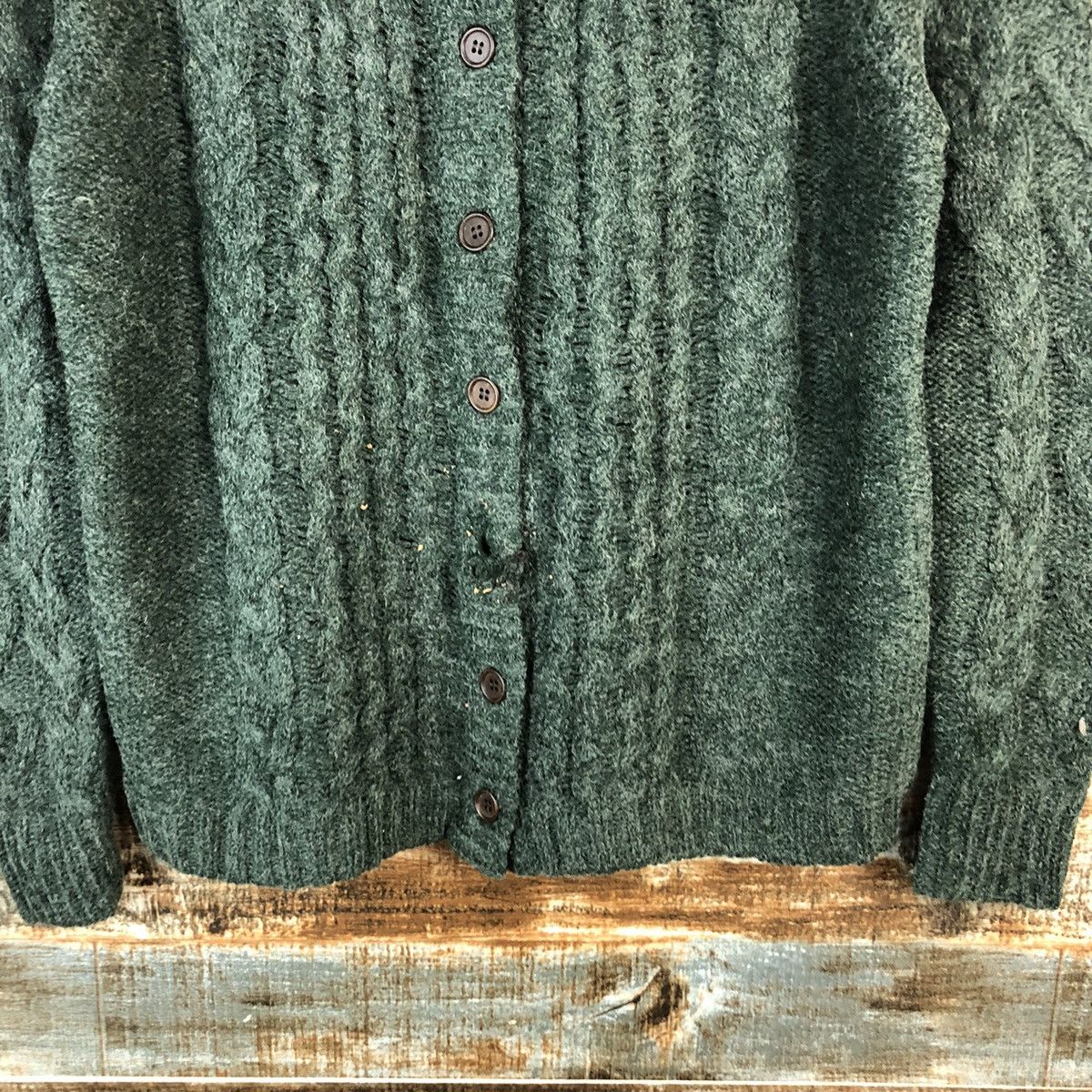 Homespun Knitwear × Japanese Brand Sun Valley Green mohair Patterned Cardigans Knitwear #A1955 Size M / US 6-8 / IT 42-44 - 6 Thumbnail