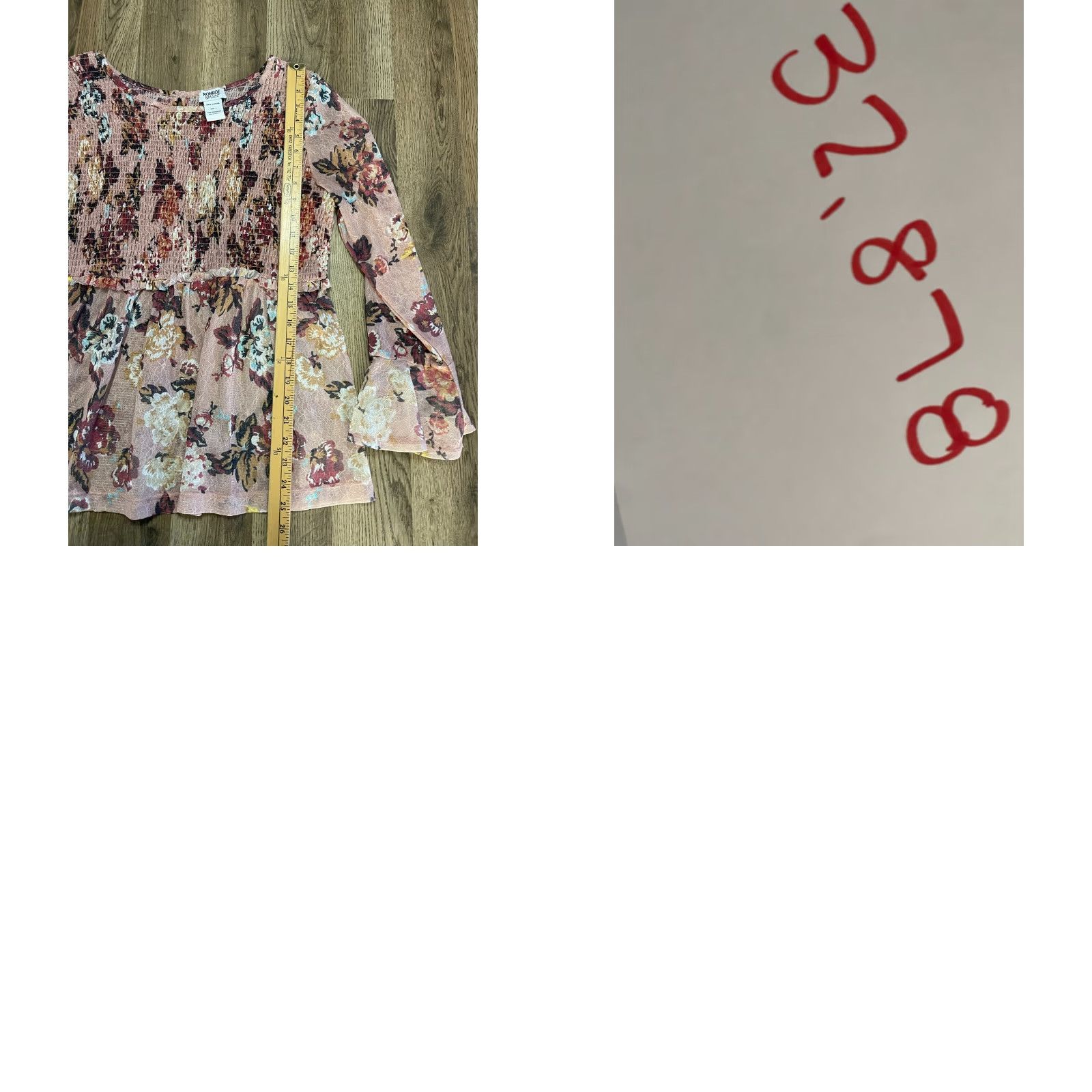 Vintage Monroe and Main Blouse Women's Size Large Pink Floral Long Sleeve Smocked Size L / US 10 / IT 46 - 8 Thumbnail