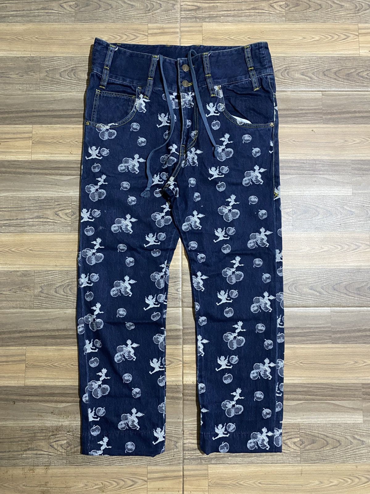 Frapbois × Issey Miyake × Japanese Brand 🇯🇵 FRAPBOIS CHERRY PRINT JEANS Size US 30 / EU 46 - 4 Thumbnail