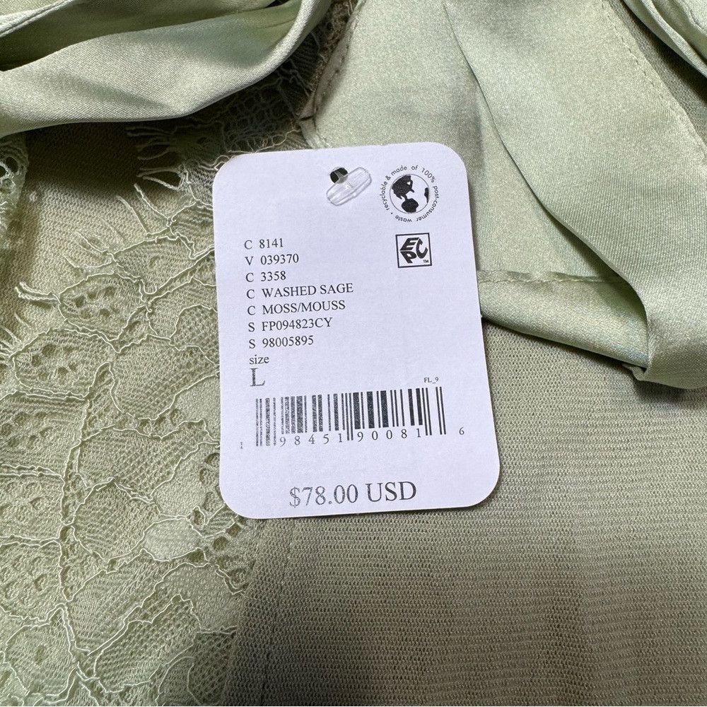 Free People NWT New Free People Sweet Nothings Washed Sage Bodysuit Siz Size L / US 10 / IT 46 - 8 Thumbnail