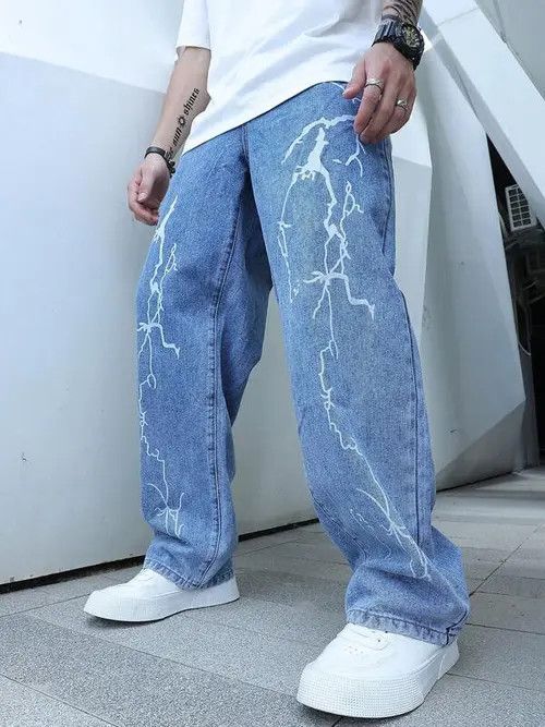 Jean Lightning VINTAGE 90s baggy jeans pants Size US 30 / EU 46 - 3 Thumbnail