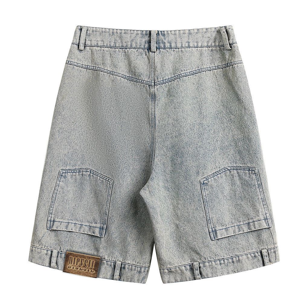 Japanese Brand × Jean Men's washed distressed loose straight denim shorts Size US 32 / EU 48 - 2 Thumbnail