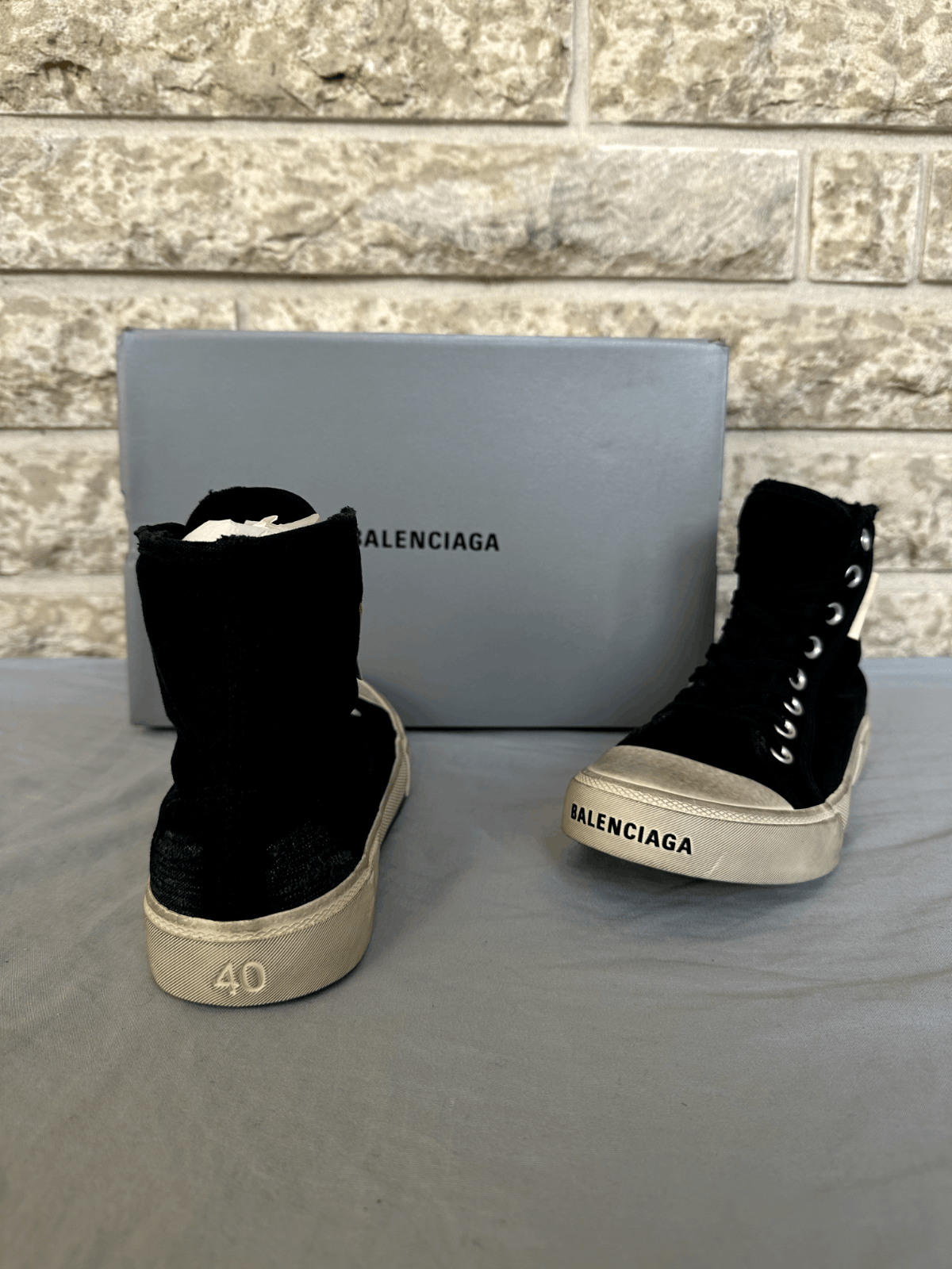 Balenciaga Balenciaga Black Paris HighTop Shoes With Distressing Size Size US 7 / EU 40 - 2 Thumbnail