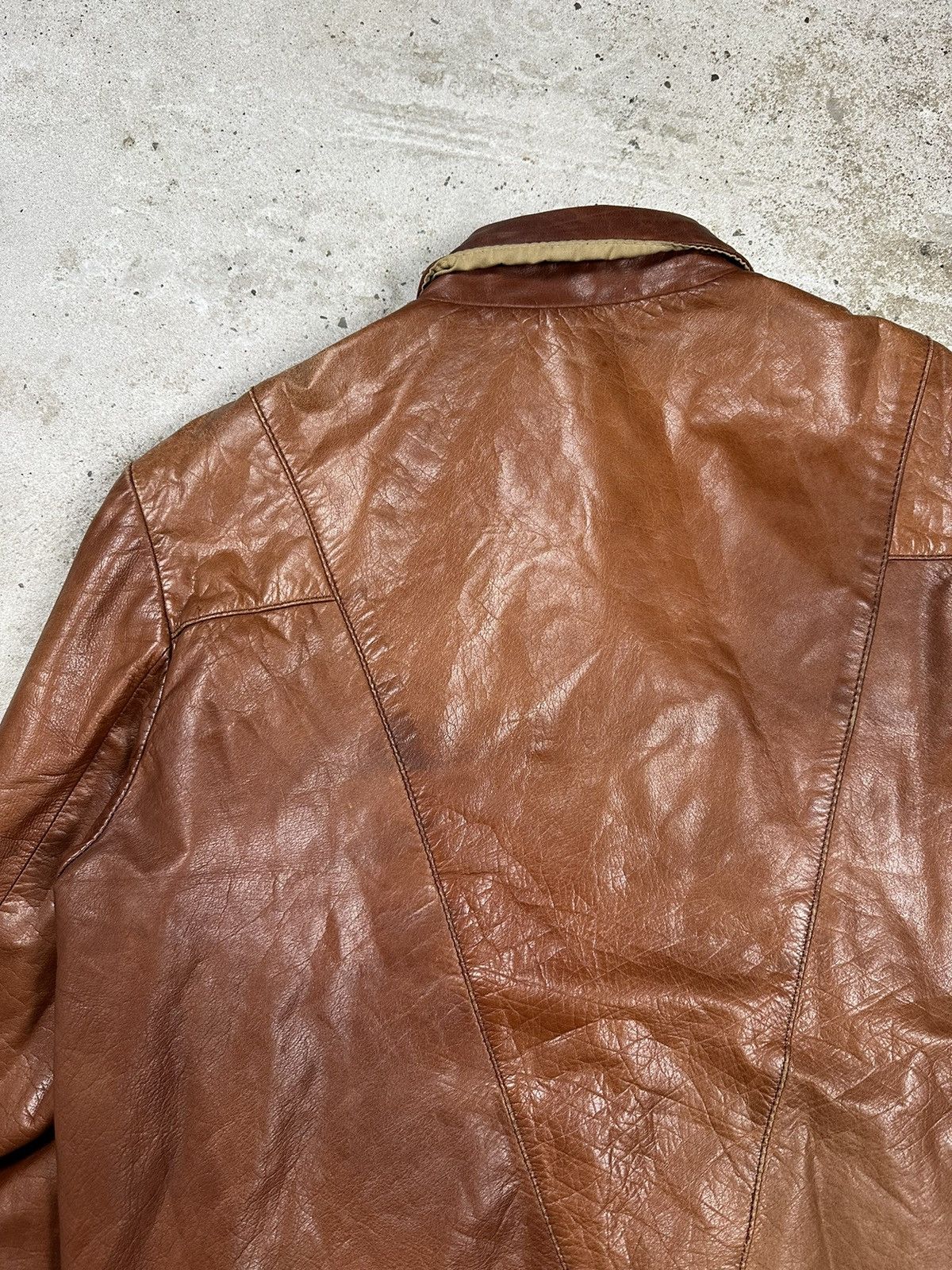 Vintage Vintage 90s Brown Leather Reversible Rare Bomber Jacket Size US L / EU 52-54 / 3 - 13 Thumbnail