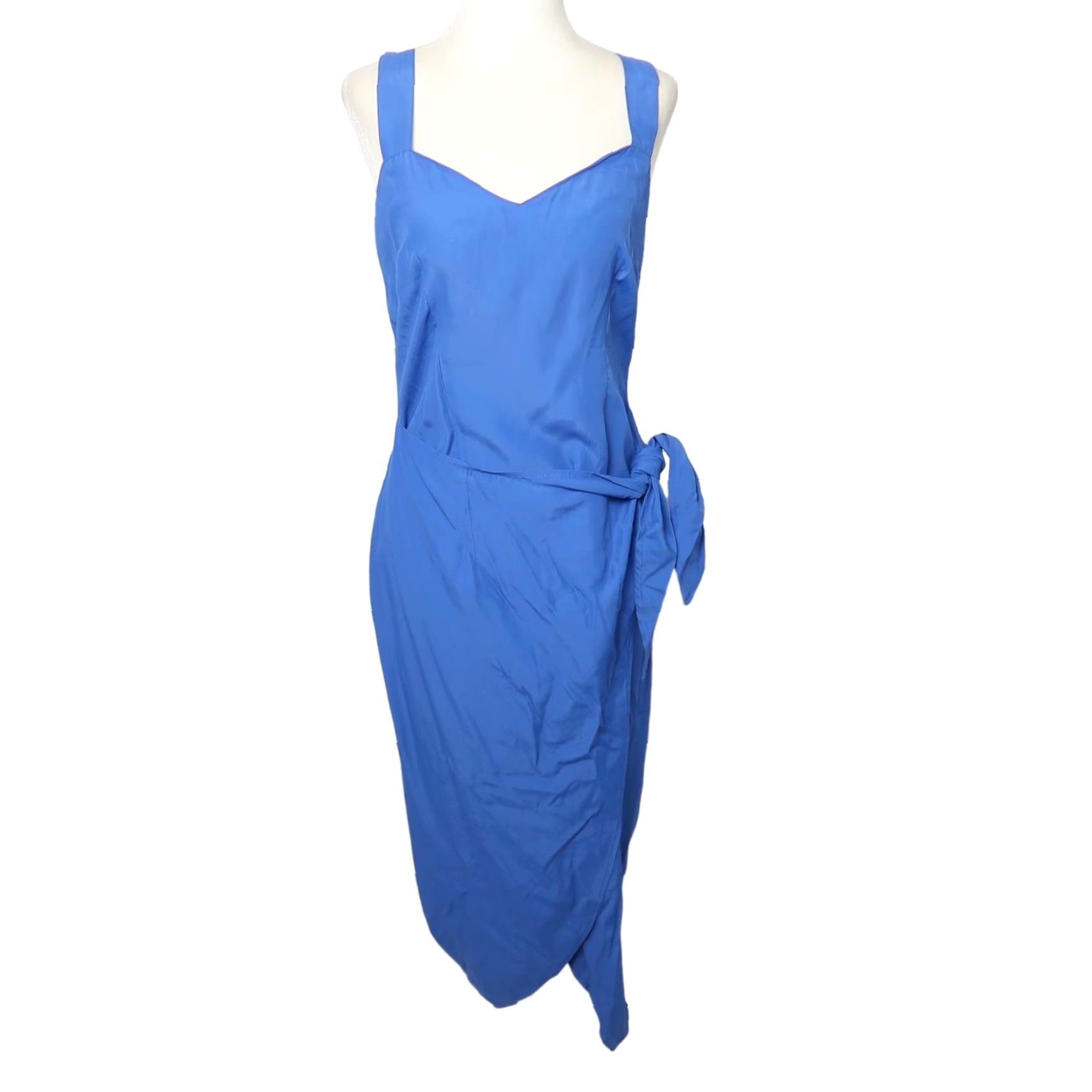 Vintage VINTAGE 80s cerulean blue wrap front midi party dress 5 Size S / US 4 / IT 40 - 2 Thumbnail