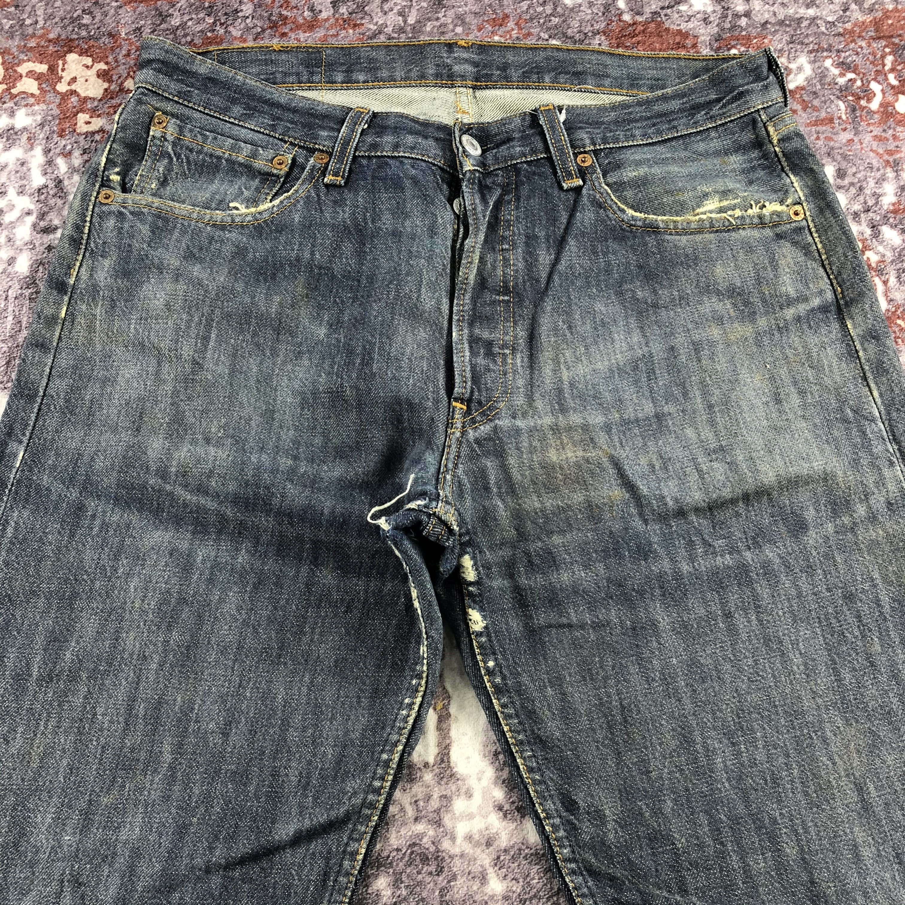 Levi's × Vintage 90s Vintage Ripped Levis 501 Jeans-JM2540 Size US 33 - 3 Thumbnail